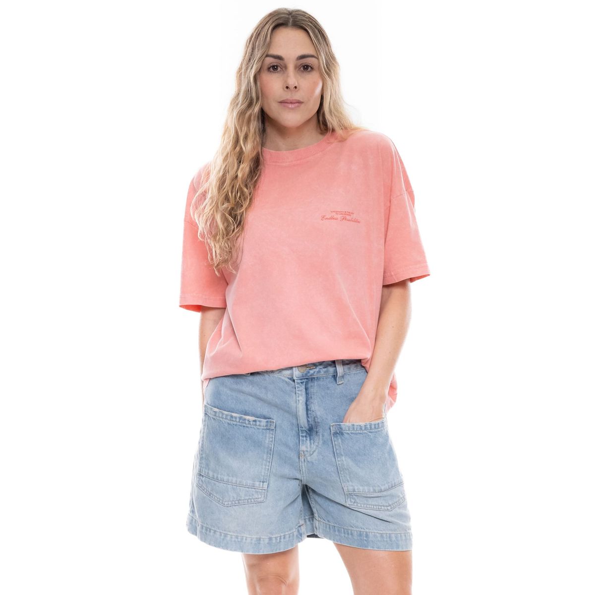 COLOR BLUE - Camiseta Manga Corta Con Estampado En Espalda