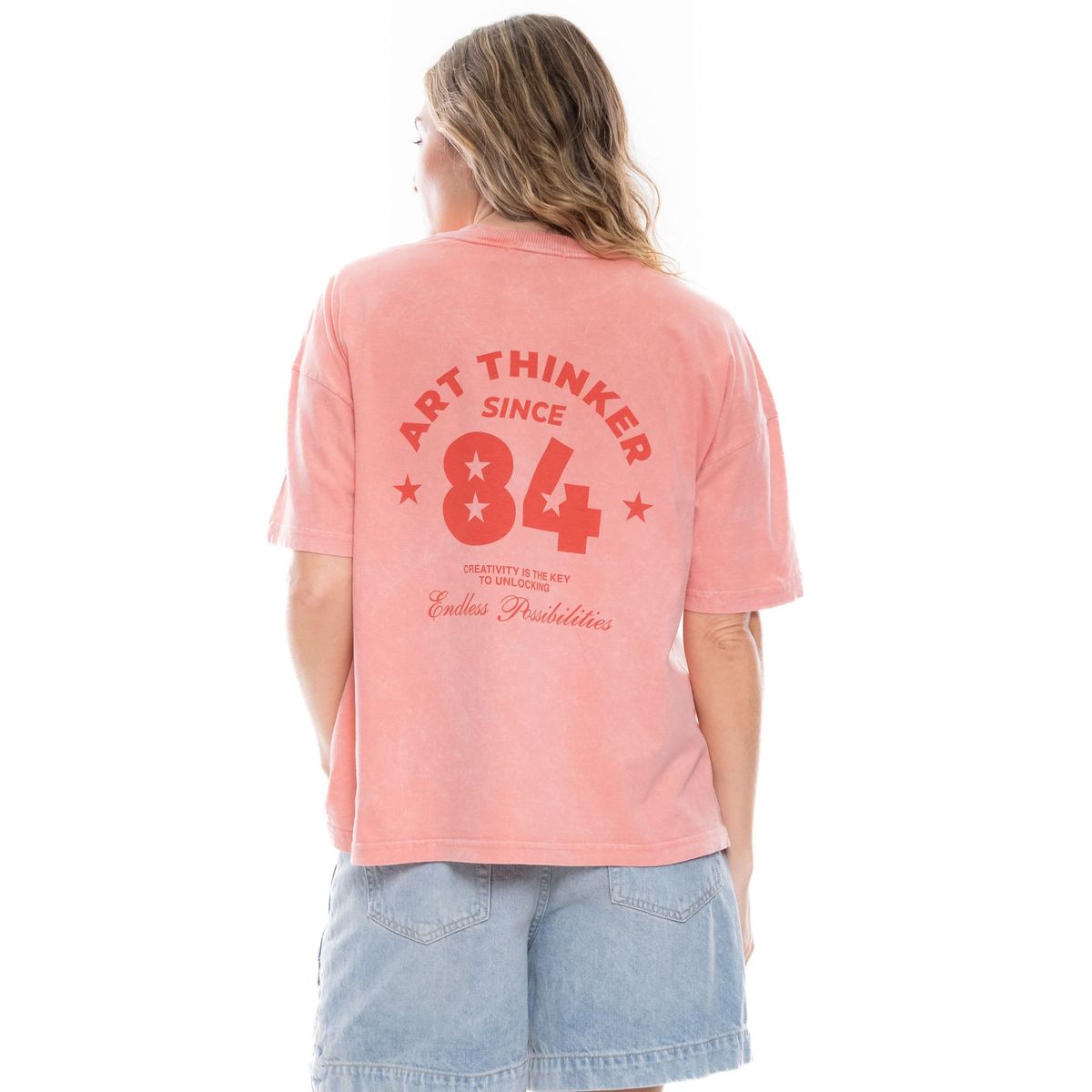 COLOR BLUE - Camiseta Manga Corta Con Estampado En Espalda