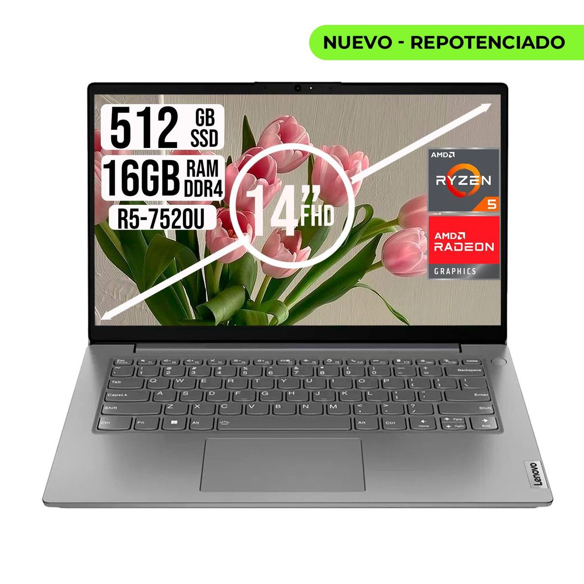 LENOVO - PORTATIL LENOVO V14 G4 RYZEN 5 7520U SSD 512GB RAM 16GB FHD 14"