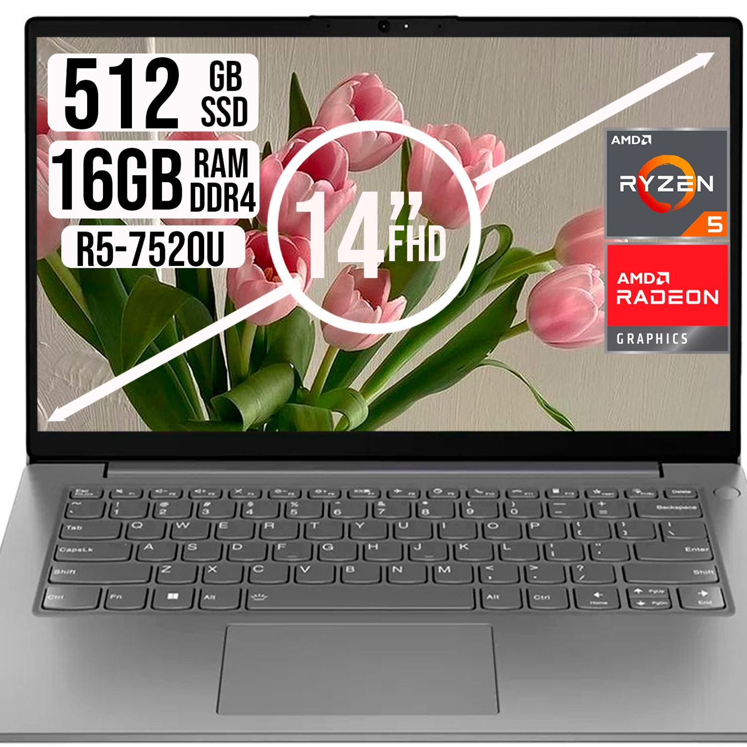 Portátil Lenovo V14 G4 Ryzen 5 7520U 16GB DDR5 SSD 512GB Full HD