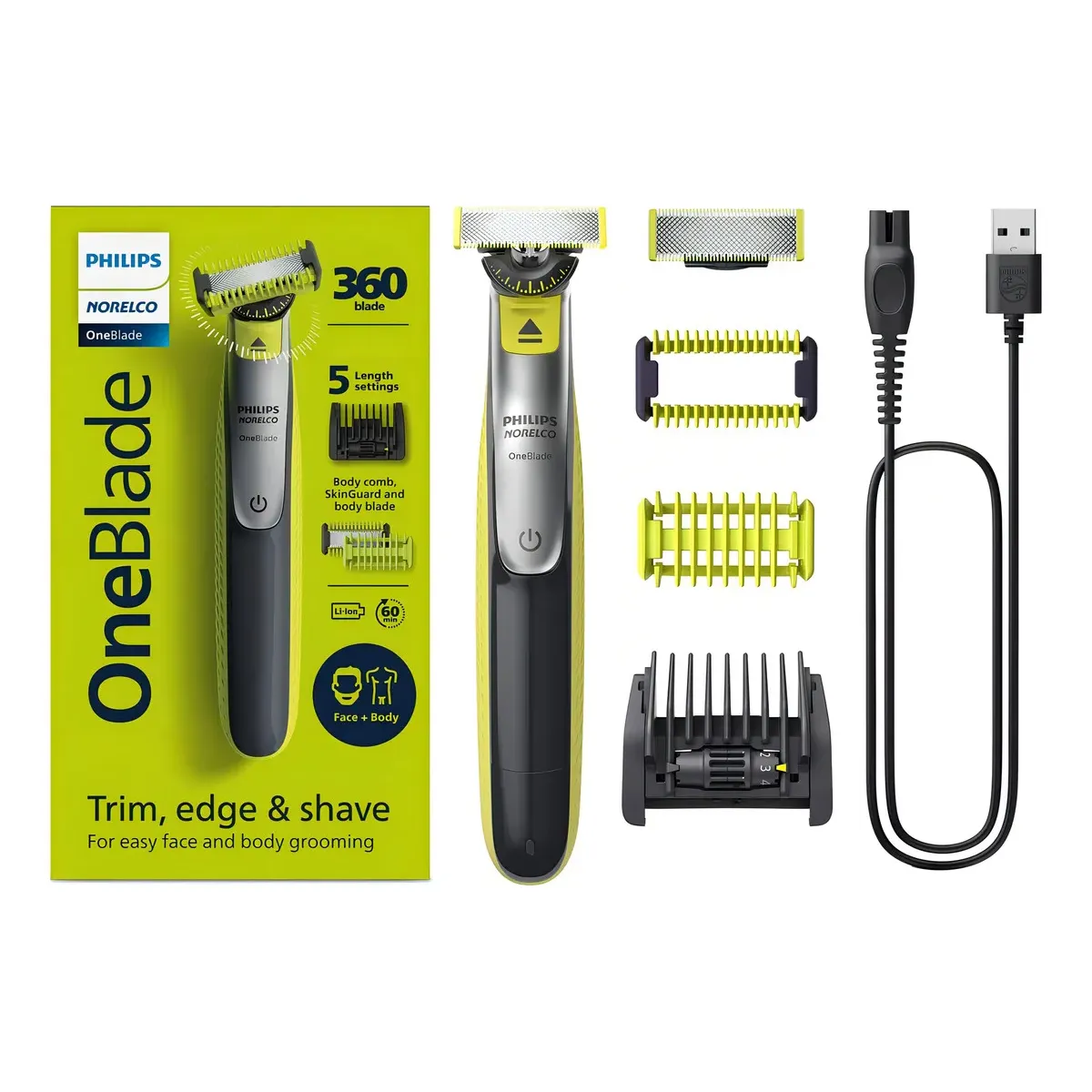 PHILIPS - Philips Norelco OneBlade 360 Pro Hibrida Cara y Cuerpo