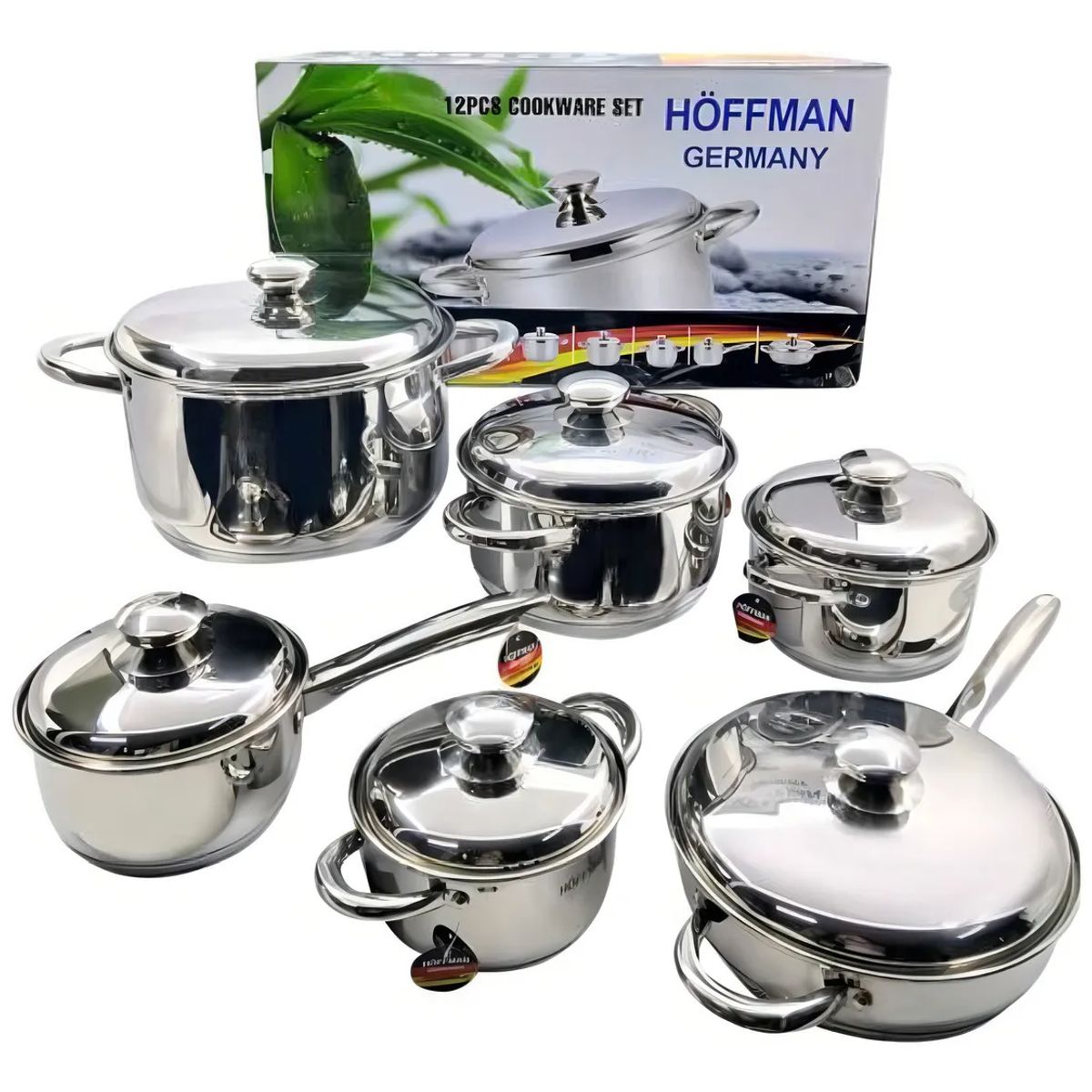 HOFFMANN - Juego de Ollas en Acero Inoxidable/Quirúrgico Hoffman 12 Piezas