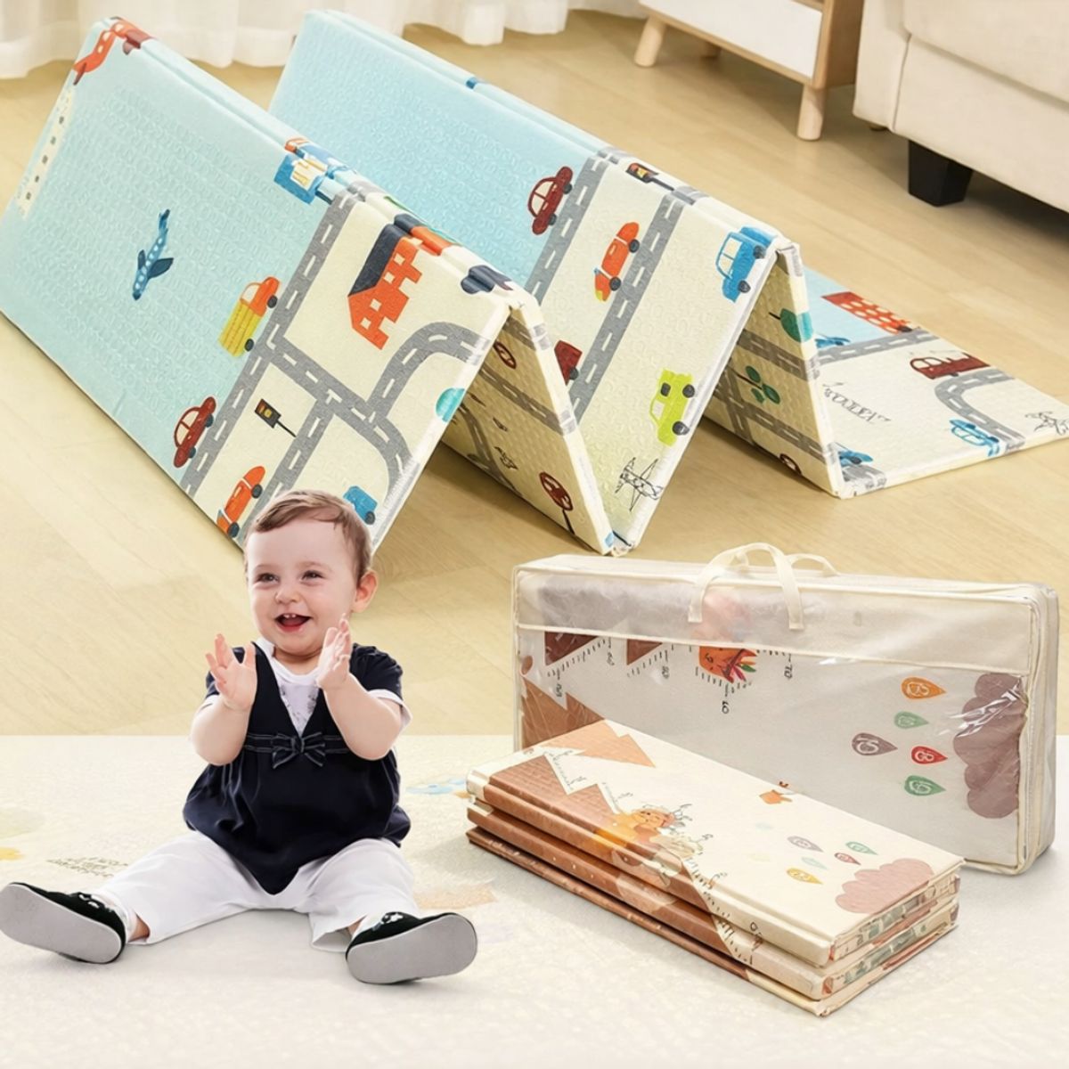 COLME TECHNOLOGY HOME - Tapete Para Bebes Plegable Colchoneta Suave Doble 200x180cm