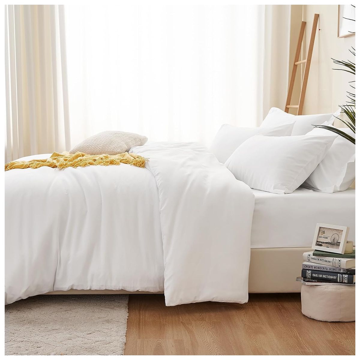 HAPPY BEAR - Funda Duvet Blanco Polialgodon 250 Hilos Blanco Liso