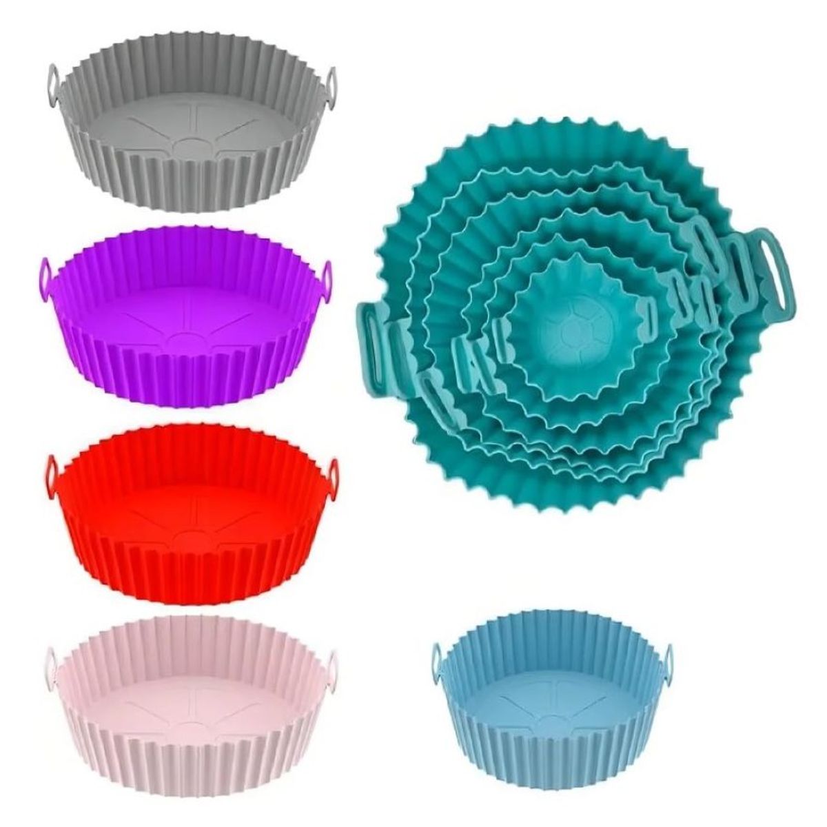 ZHOPI CO - Set X 6 Moldes Silicona Freidora Air Fryer Reutilizable Freidora
