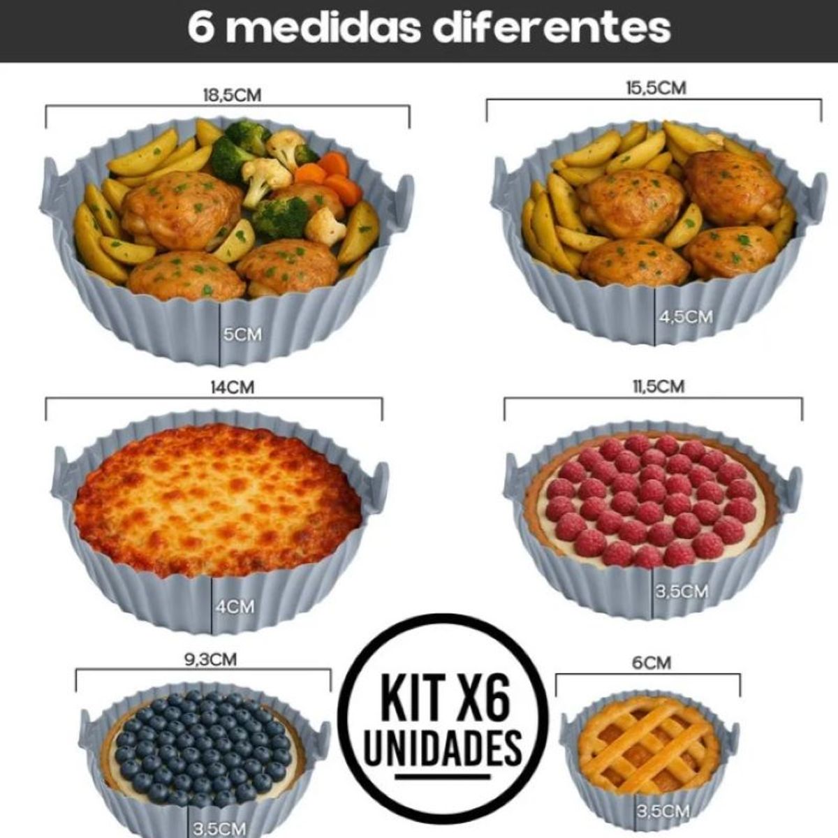 ZHOPI CO - Set X 6 Moldes Silicona Freidora Air Fryer Reutilizable Freidora