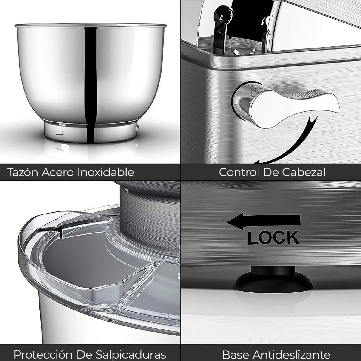BIGCENTER - Batidora Cusiné Pedestal 10l Acero Inoxidable 660w Repostería Y Panadería Plateado 110v 60hz