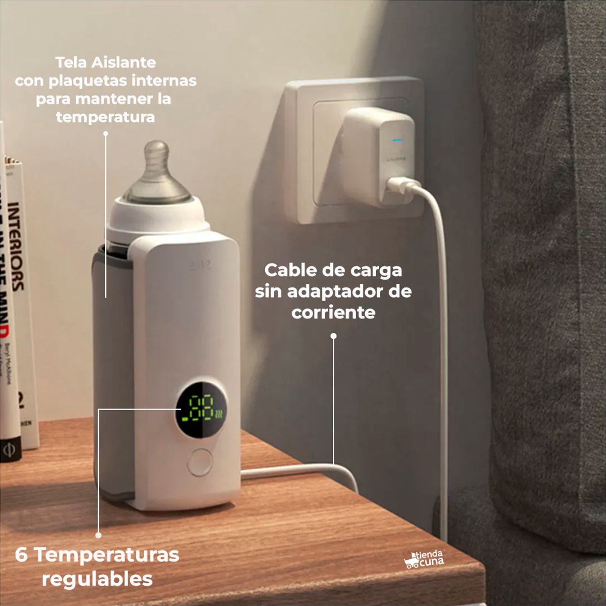 OTRAS MARCAS - Calentador de biberones portátil 110v recargable USB 6 niveles