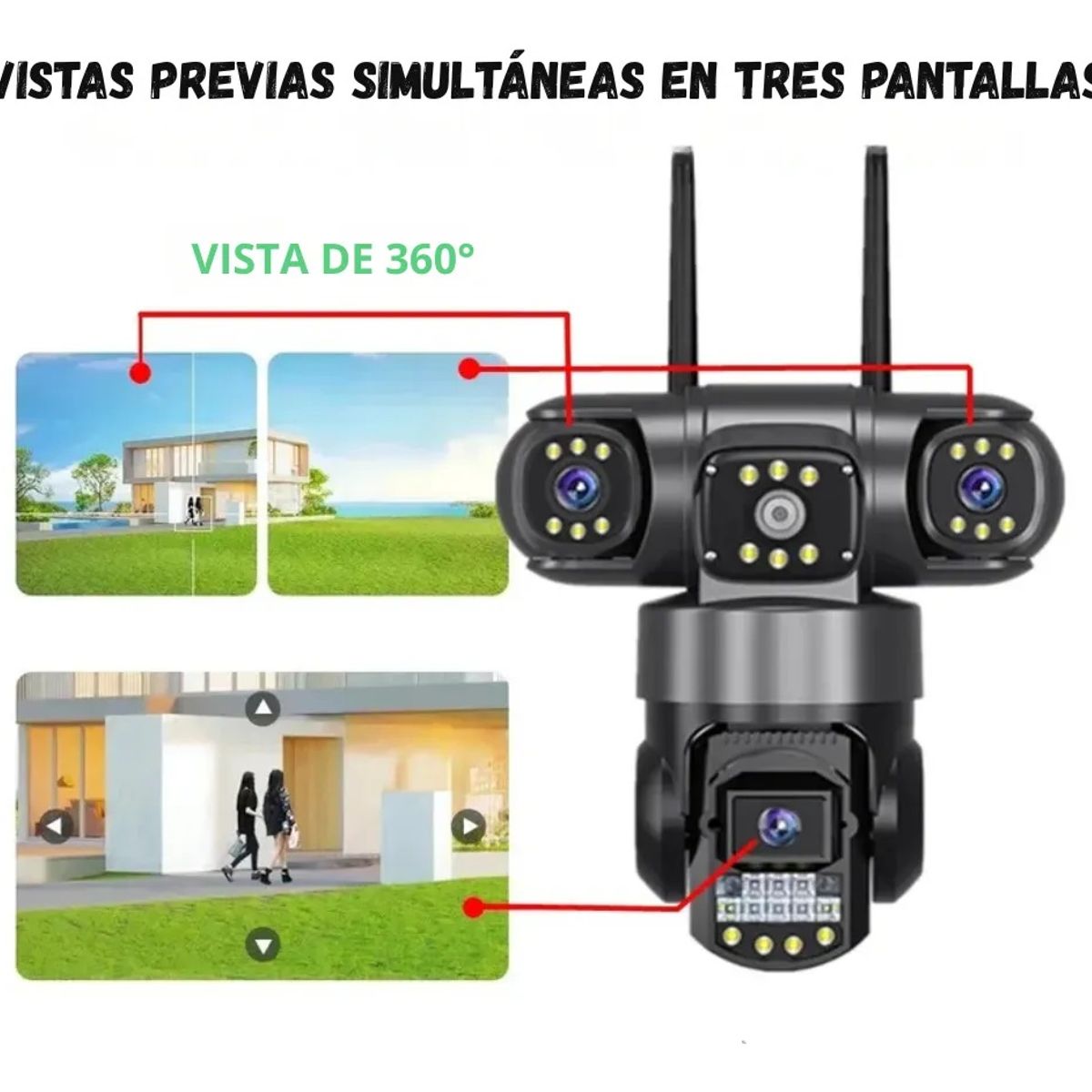 GENERICO - Camara de vigilancia exterior 3 lentes APP V380