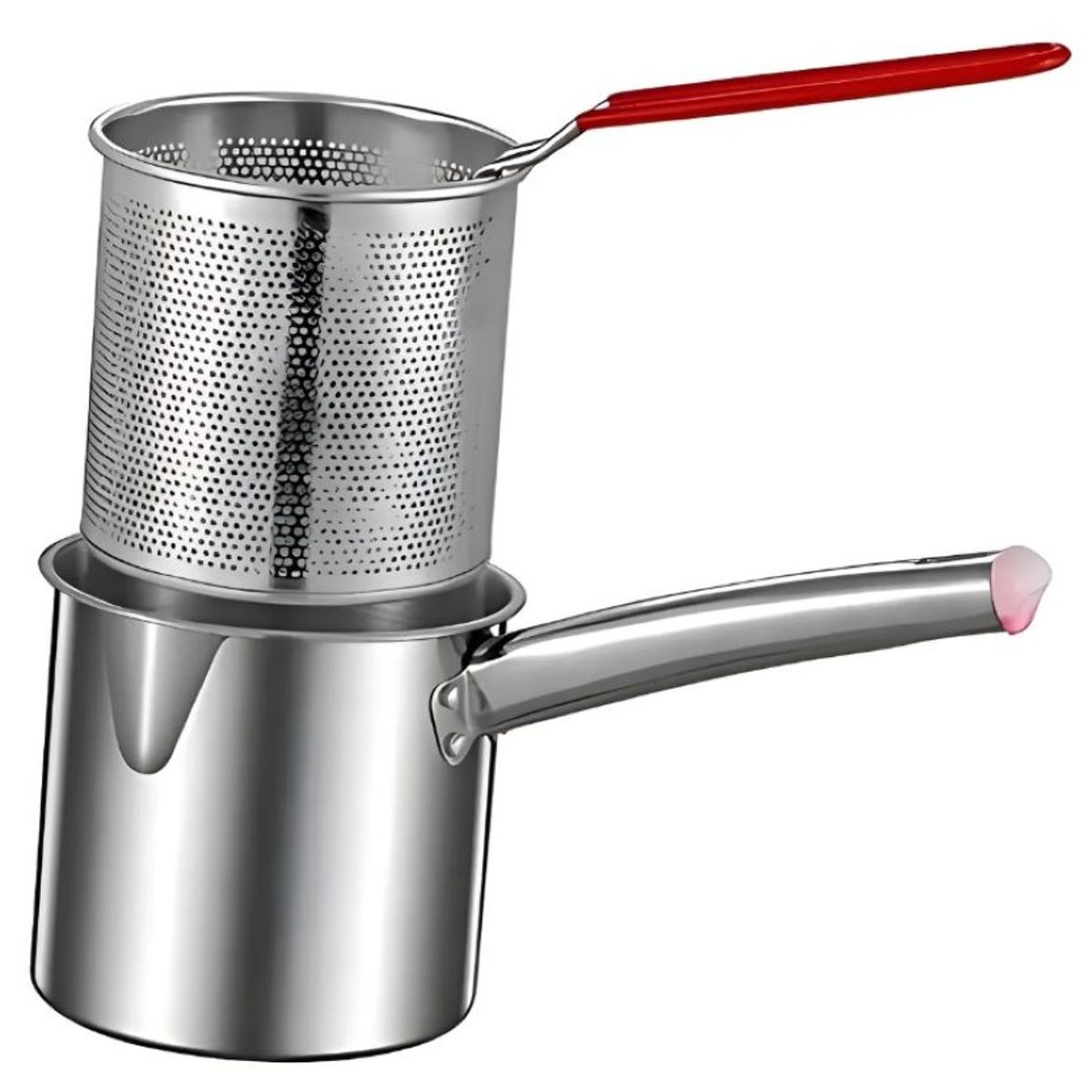 ZHOPI CO - Olla Freidora De Acero Inoxidable Con Cesta Coladora 1.2 LT