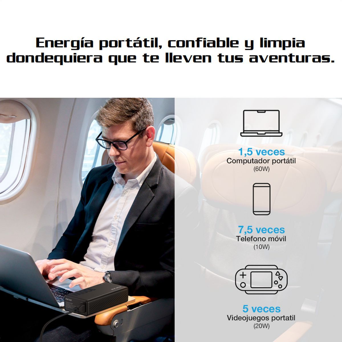 FORZA - Central Eléctrica Portátil Forza FPP-T100 USB-C PD 65W Salida AC 110V 100W Apto Avión LaptopDrones