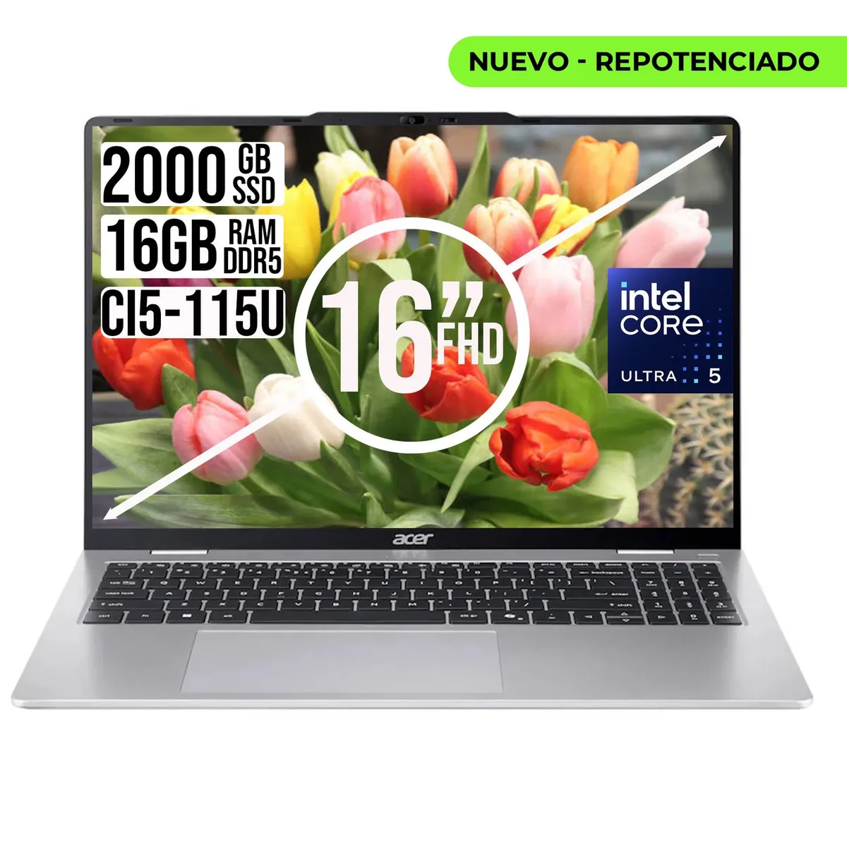 ACER - PORTATIL ACER INTEL CORE ULTRA 5-115U SSD 2TB RAM 16GB WUXGA IPS 16