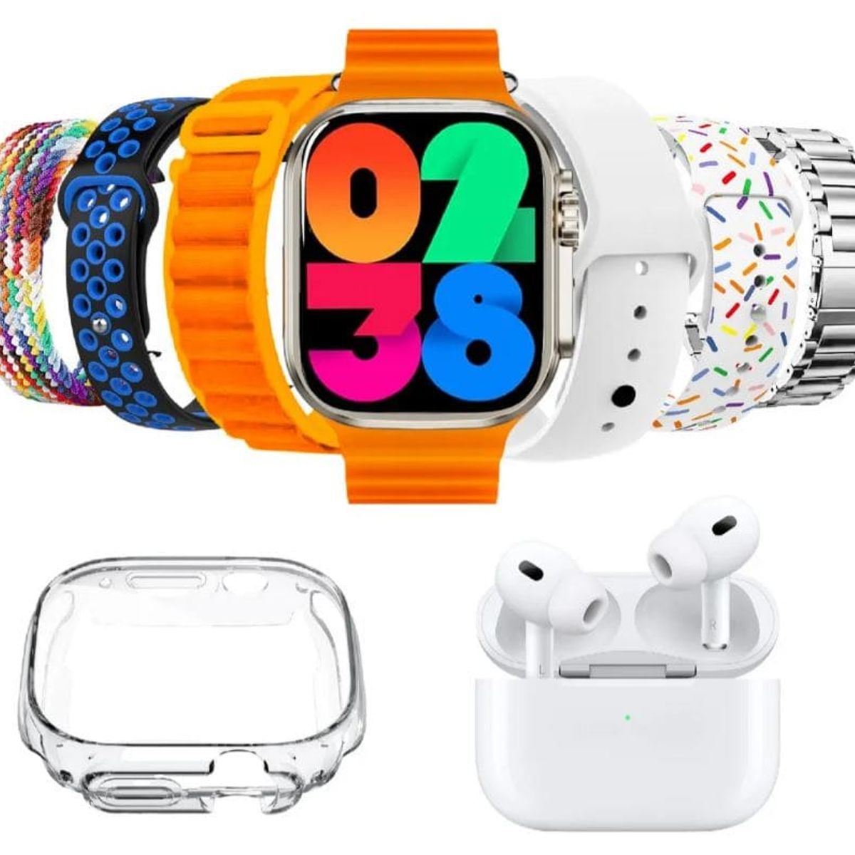 INNOVA - Smartwatch I20 Ultra 3 Max Suit - Kit Completo 7 Correas + Audífonos Mesh Mesh