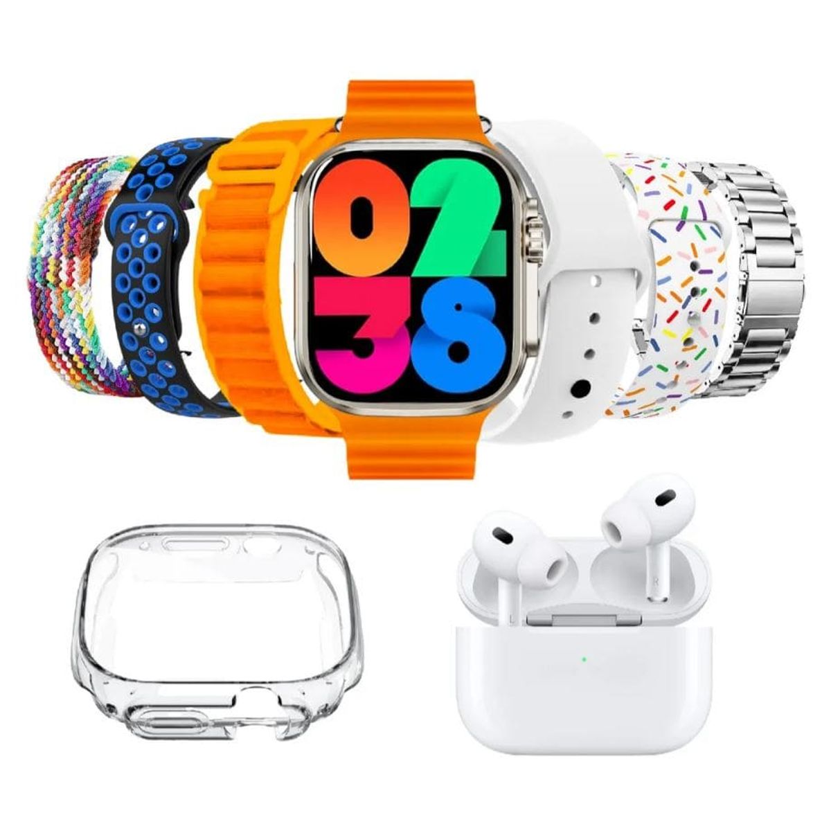 INNOVA - Smartwatch I20 Ultra 3 Max Suit - Kit Completo 7 Correas + Audífonos Mesh Mesh