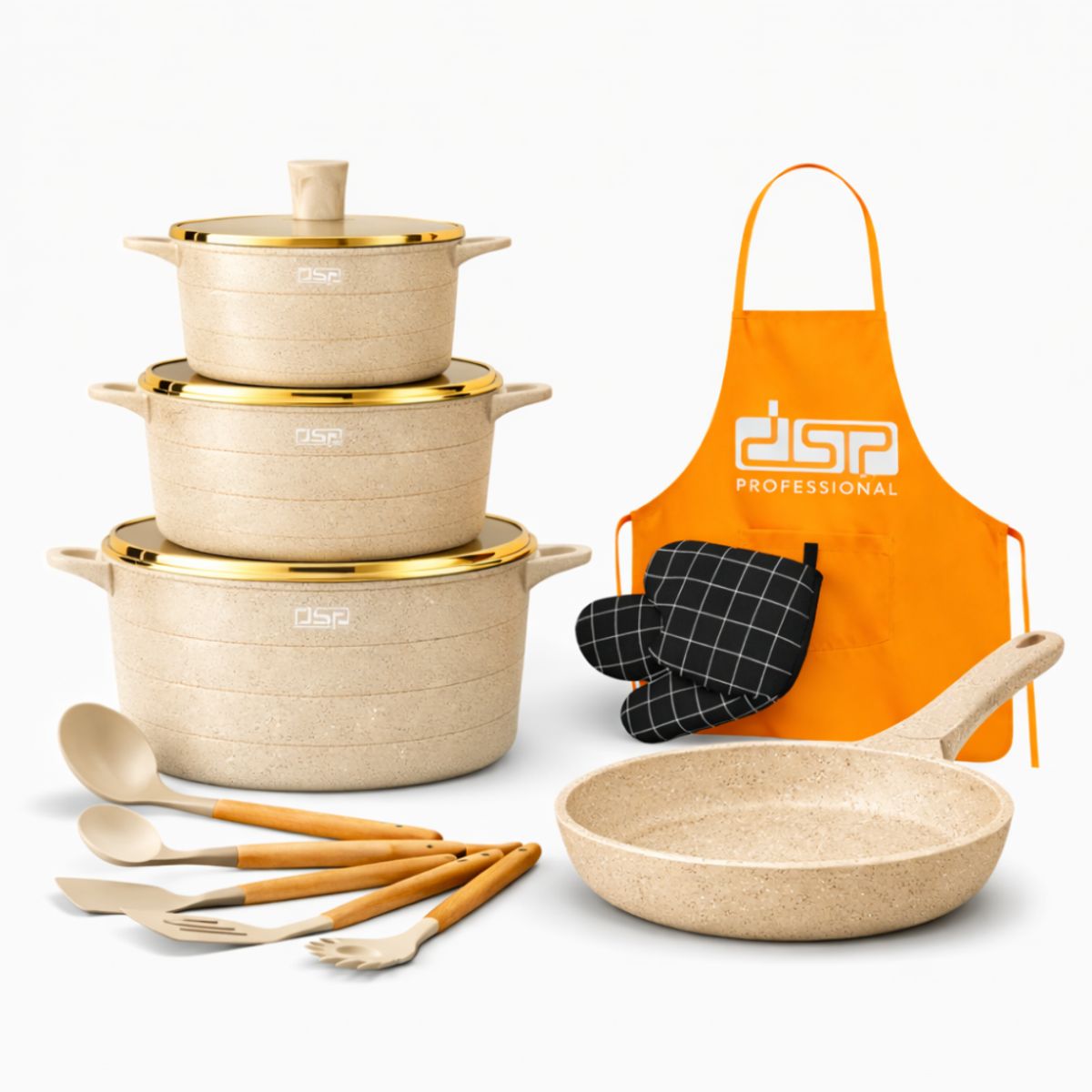 GENERICO - Set Juego De Ollas Con Utensilios De Cocina Multiusos 15 Piezas