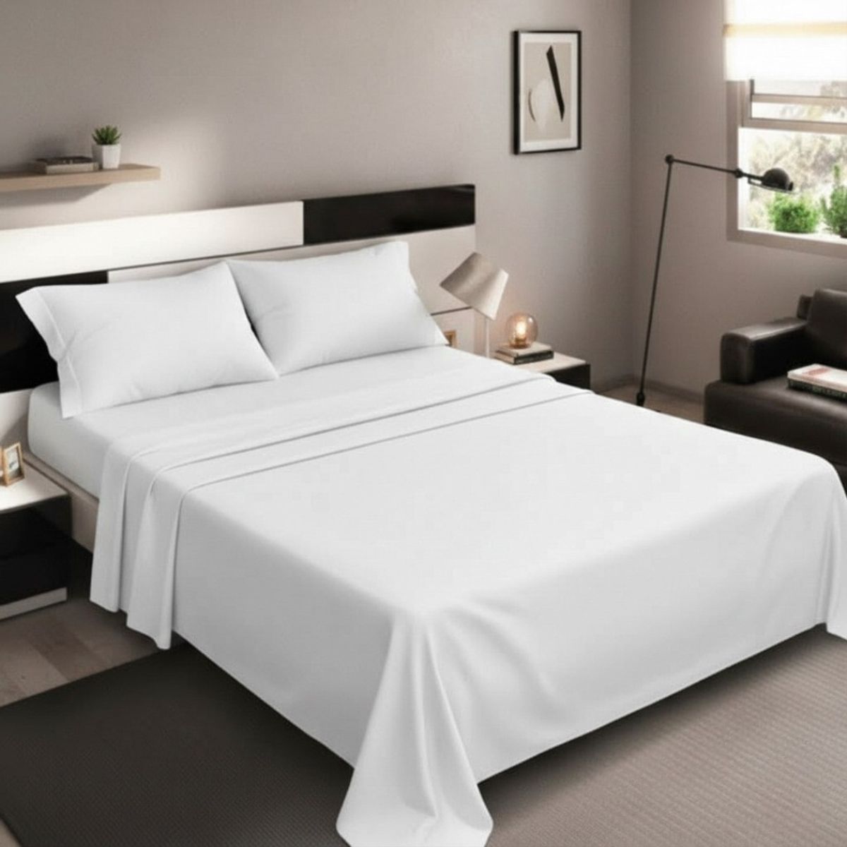 ELEGANT - Juego Sábanas Algodón 250 Hilos Cama Doble 1.40 Alta Calidad