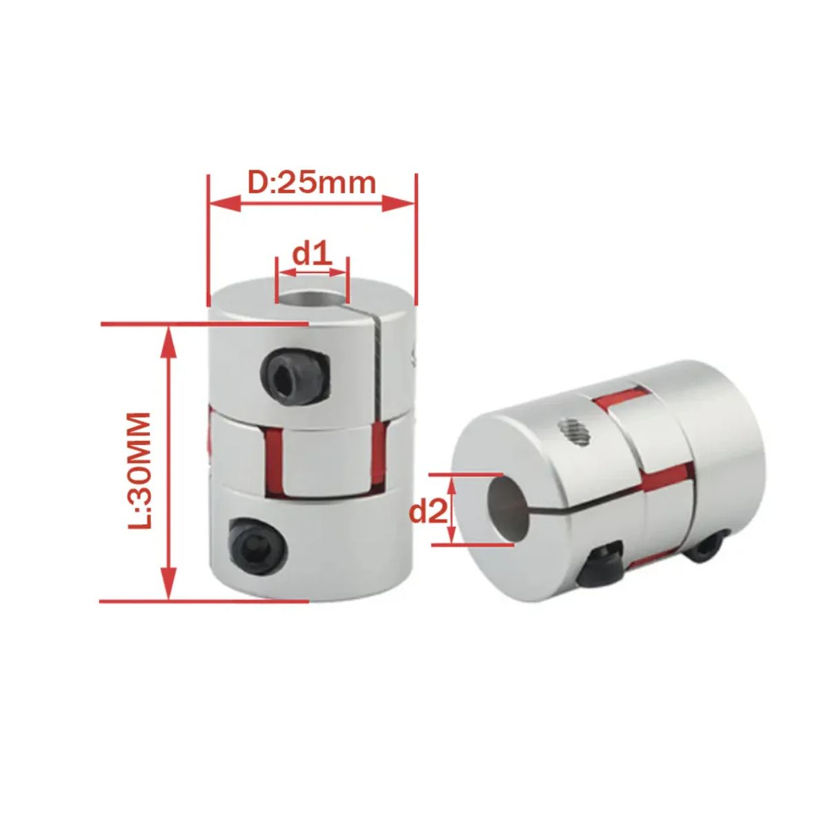 GENERICO - Acople Flexible Elastico Araña 8x14mm D25mm L30mm