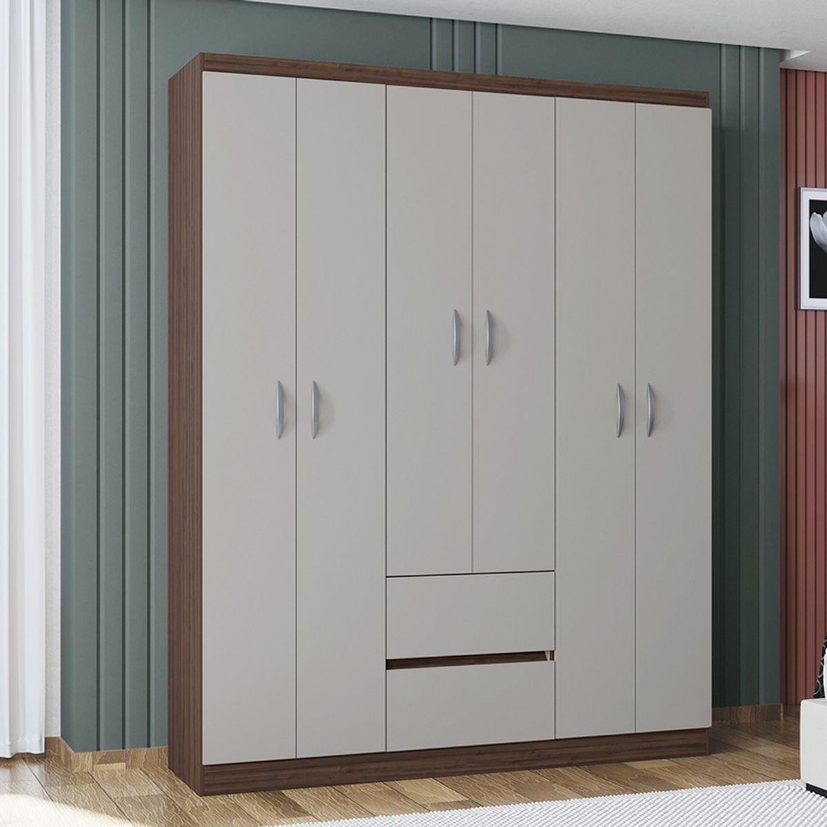 ZER - ARMARIO CLOSET LISBOA 6 PUERTAS CHOCOLATE MDP 110X188CM 183X147CM