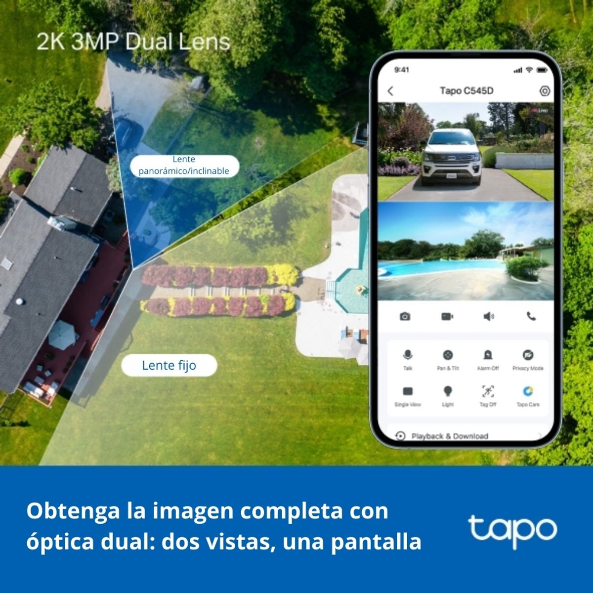 TP LINK - Cámara de Vigilancia Tp-Link Tapo C545D WiFi para Exterior con Doble Lente y Visión Nocturna a Color