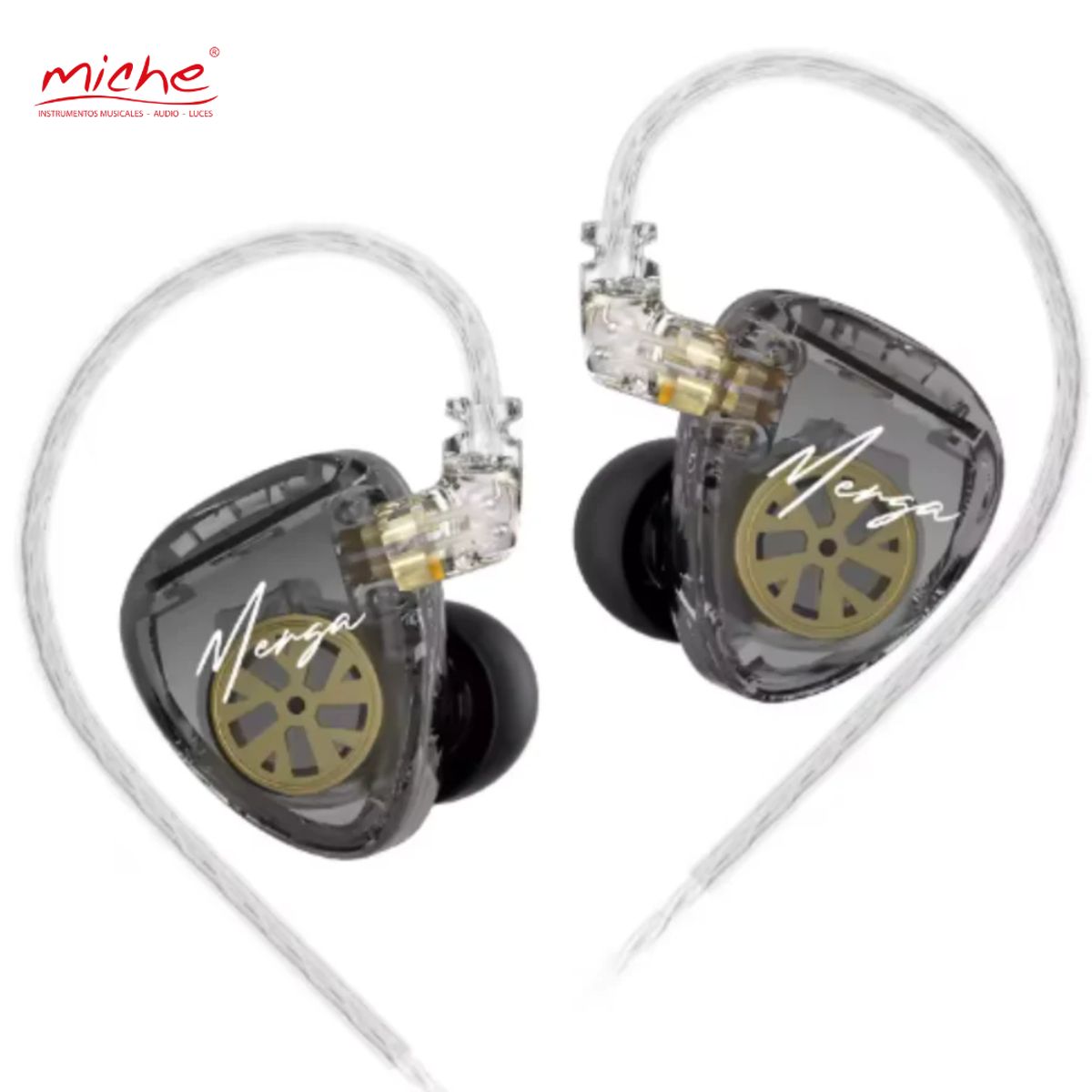 KZ - AURICULAR KZ MERGA NEGRO CABLE PLATA SIN MICROFONO