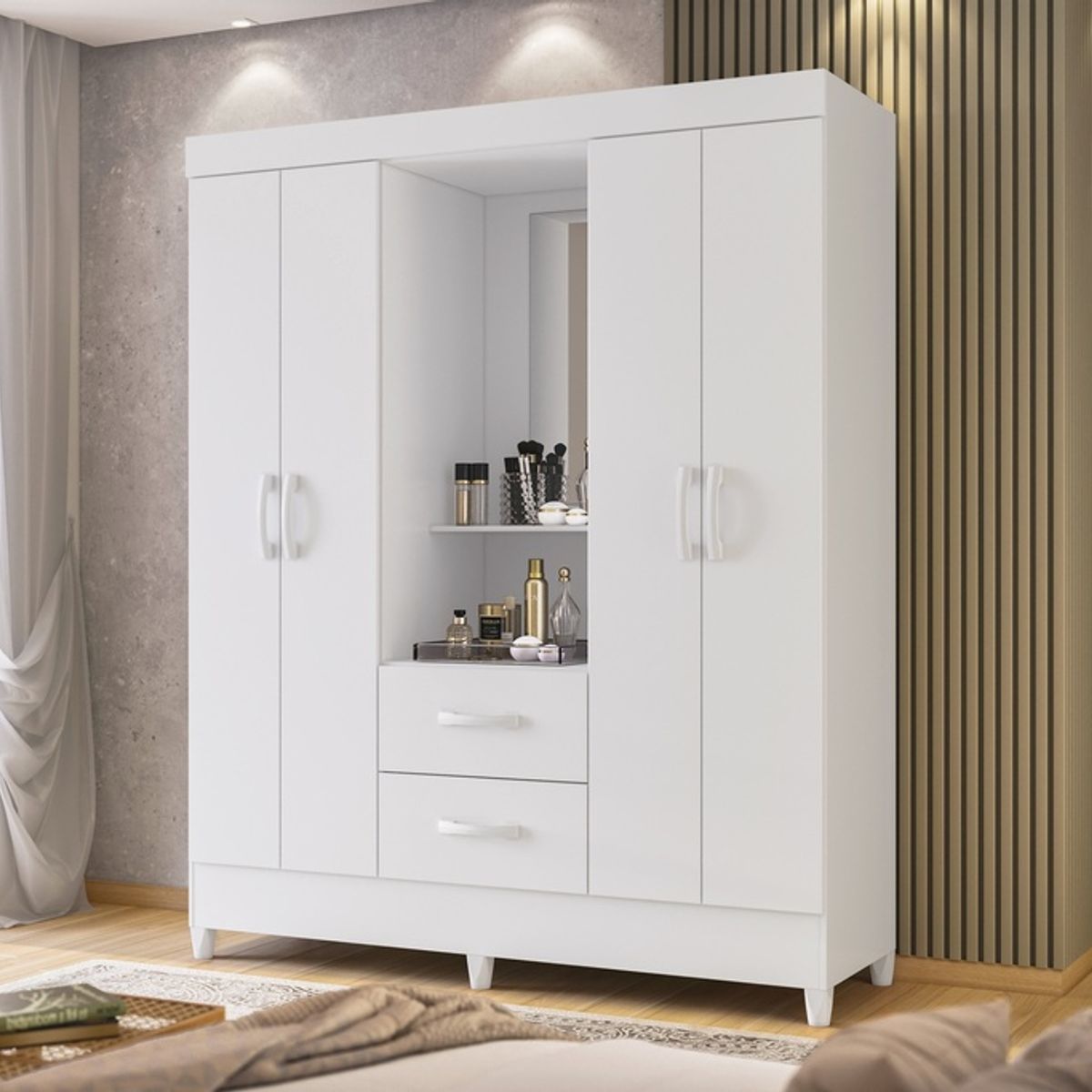 ZER - ARMARIO CLOSET MOBI 4 PUERTAS BLANCO MDP 181X98CM
