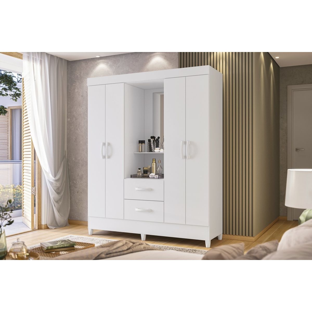 ZER - ARMARIO CLOSET MOBI 4 PUERTAS BLANCO MDP 181X98CM