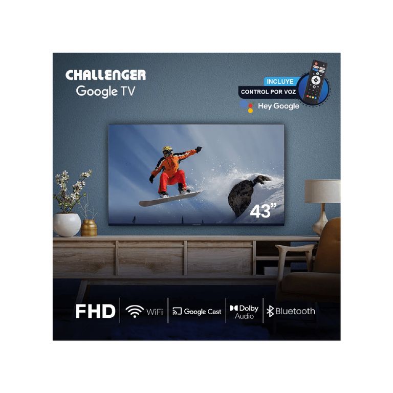 Televisor Challenger 43 108 cm Smart TV LED FULL HD GOOGLETV LED43KG90BT2GOOGLETV