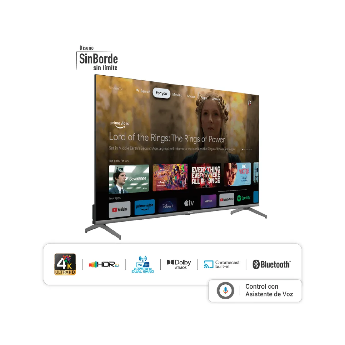 HYUNDAI - Televisor Hyundai 50 127cm 4K Ultra UHD LED Smart Google TV HYLED5024G