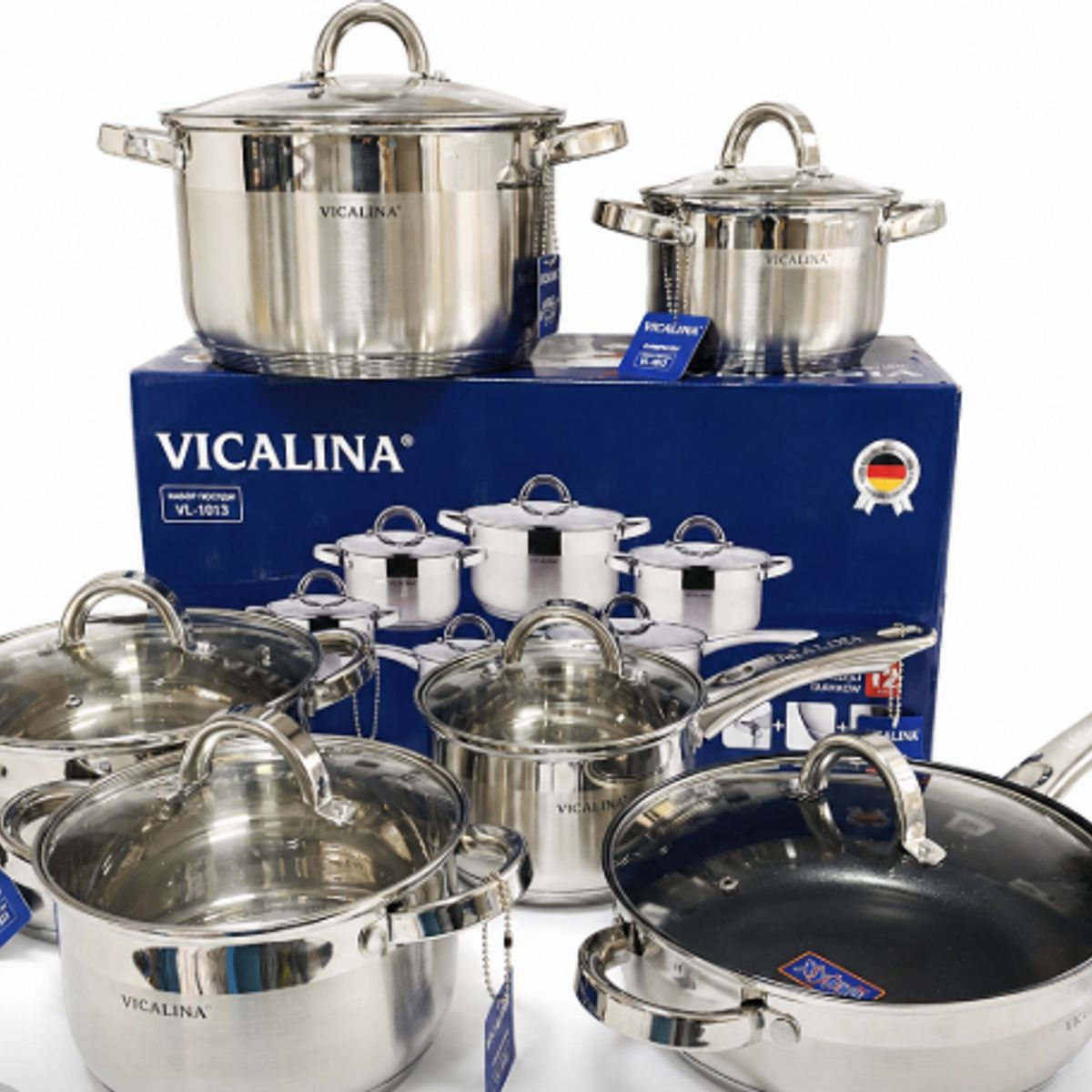 GENERICO - Batería de ollas en acero quirúrgico para cocina 12 piezas