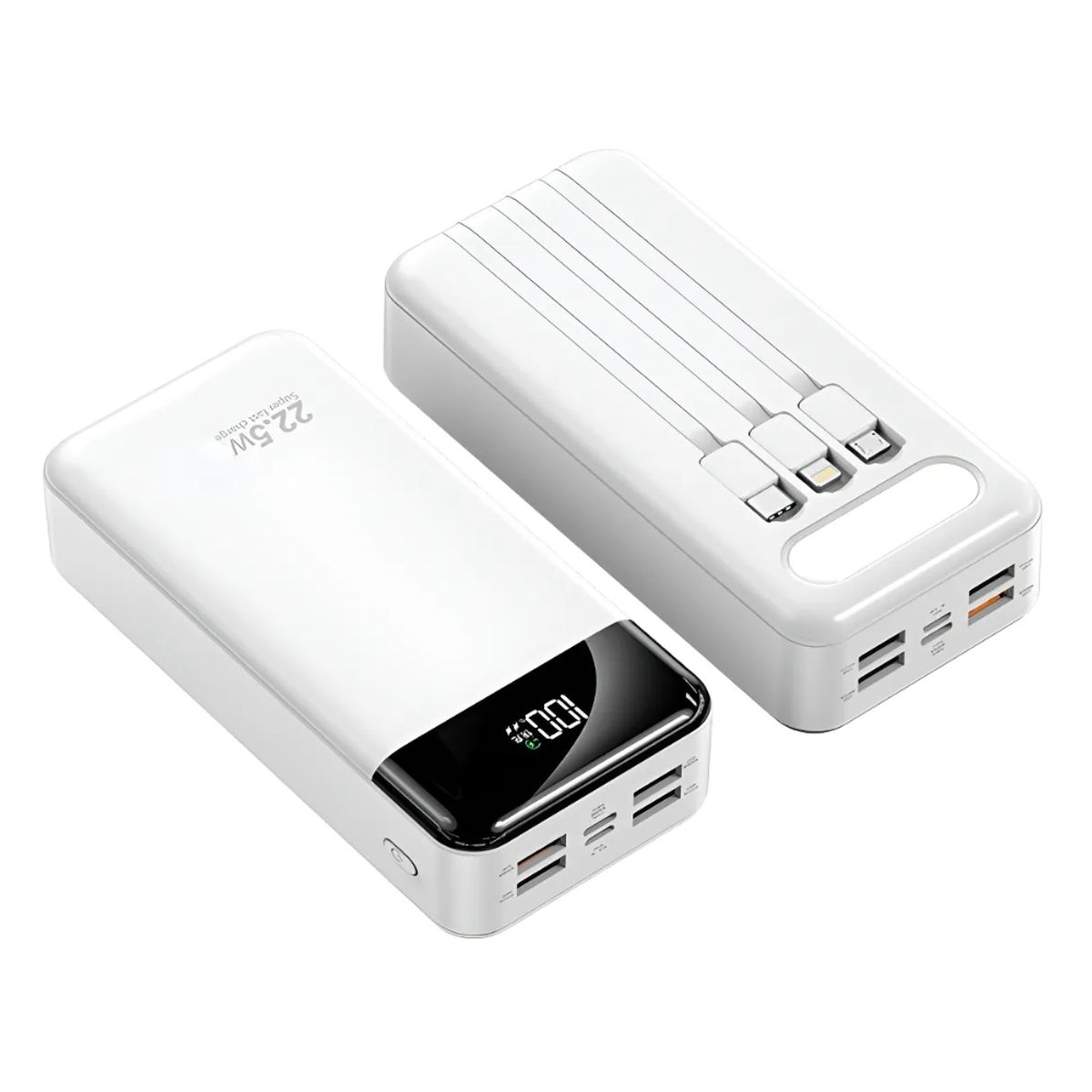 TECNOHOGAR JS - Power Bank 20000mah Multipuertos Lighting V8 Tipo C Linterna