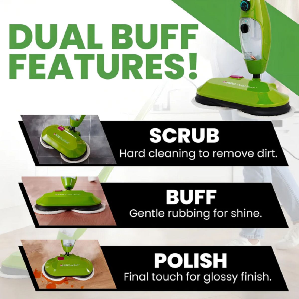 CHINA GLAZE - Mopa De Vapor H2O X5 Dual Buff 8 En 1 Para Pisos Azulejos Tapicería