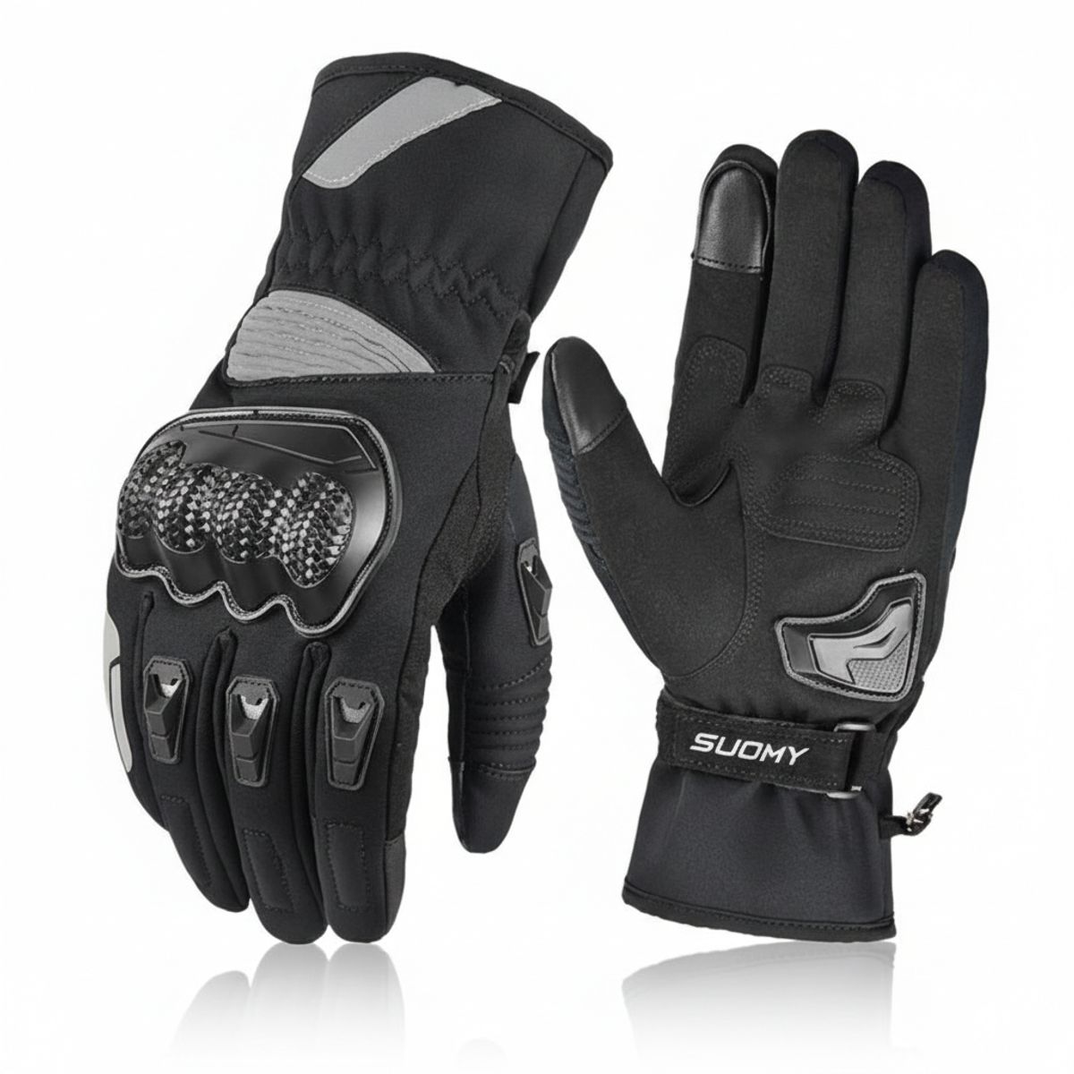 SUOMY - Guantes 100% Impermeable Negro Térmicos Tres capas palma antideslizante