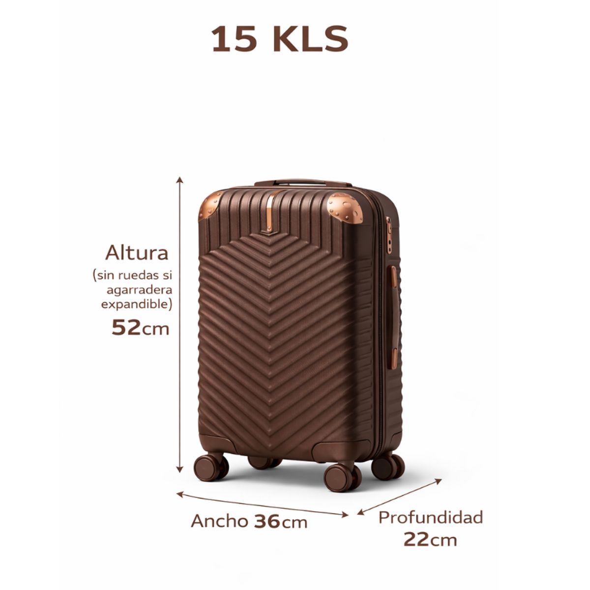 GENERICO - Maleta Mediana 15 Kg Alta Resistencia Ruedas 360 Candado