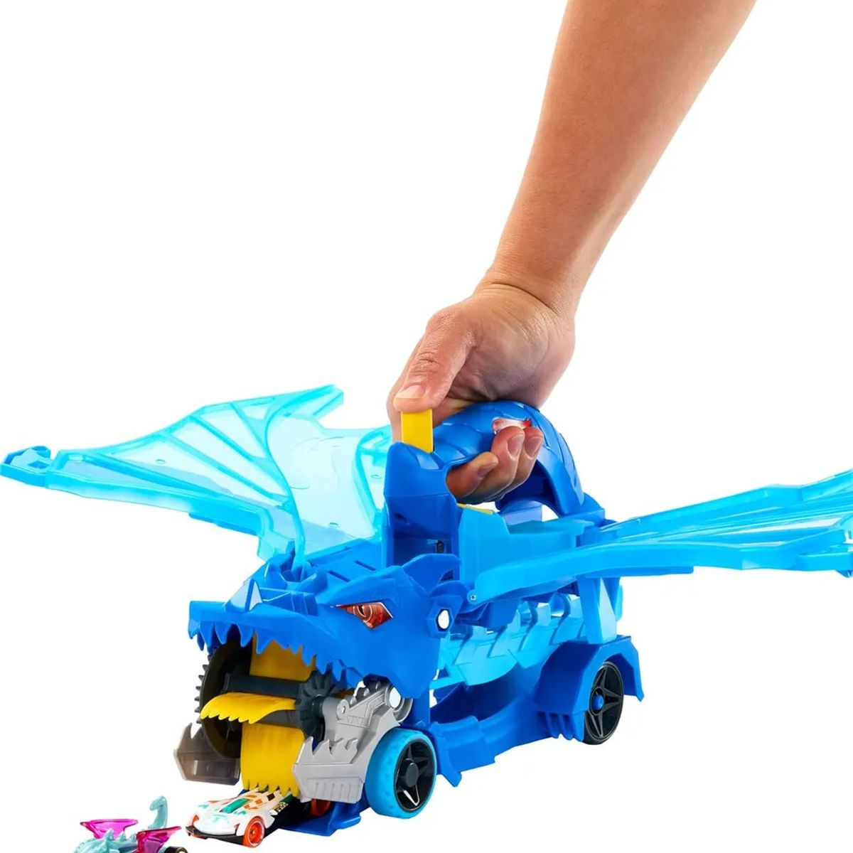 HOT WHEELS - Hot Wheels City Toy Car Track Set Dual Dragon Transporter Azul