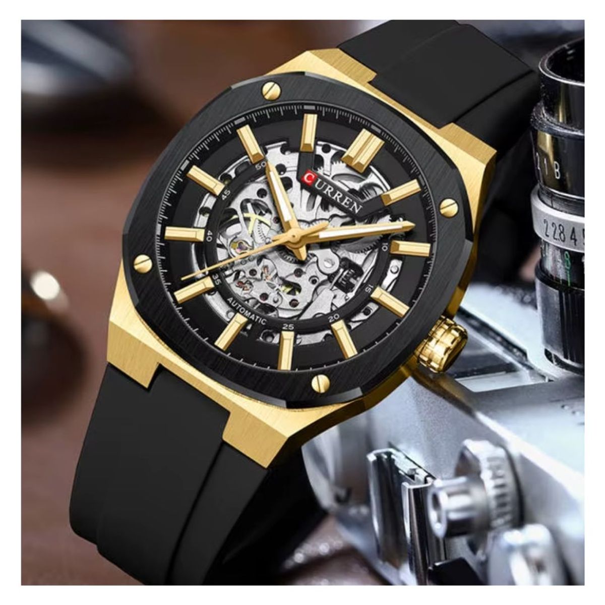 CURREN - Reloj CURREN 8485 Automático Diseño Elegante Dorado