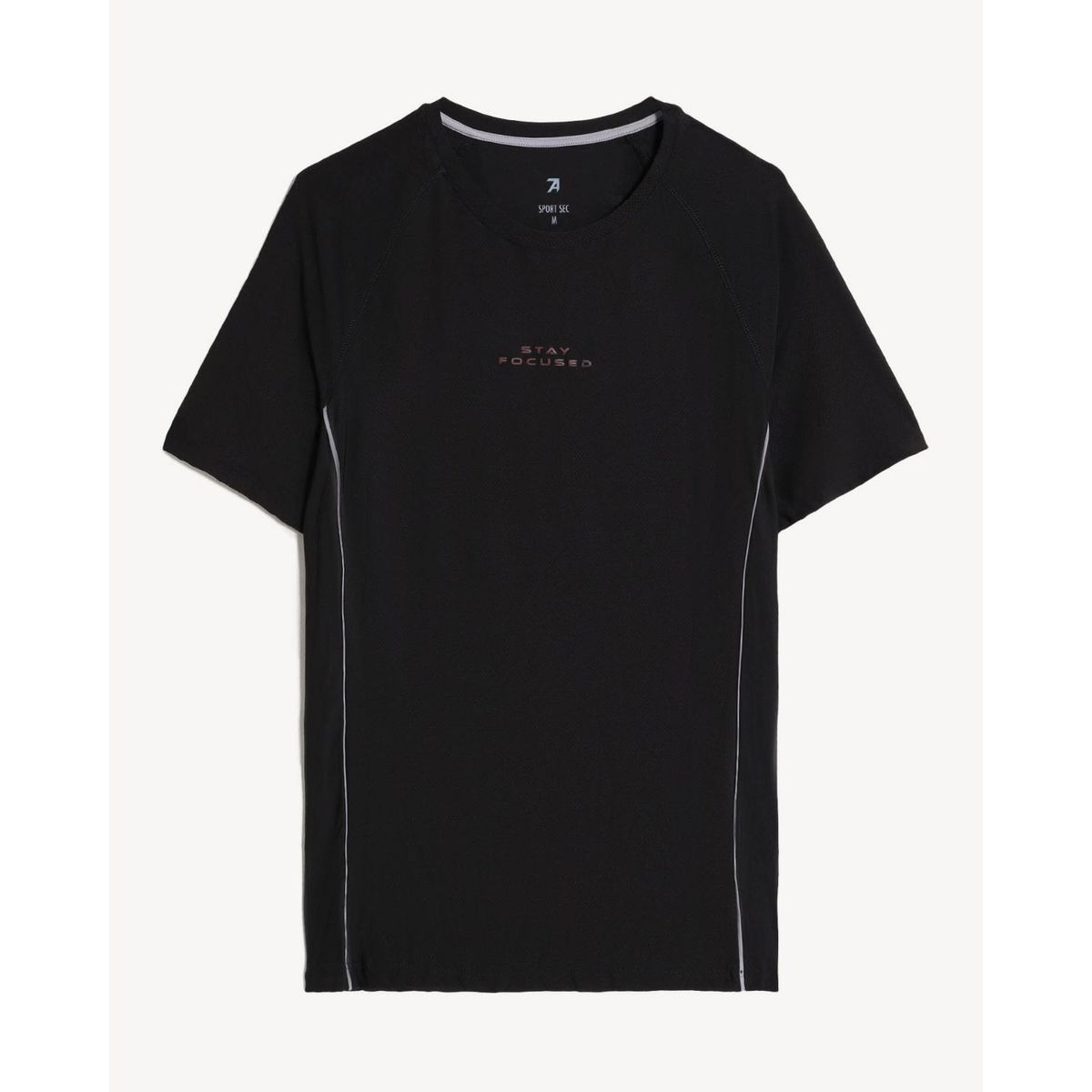 SEVEN SEVEN - Camiseta Deportiva Texturizada  Para Hombre Negro Seven Seven