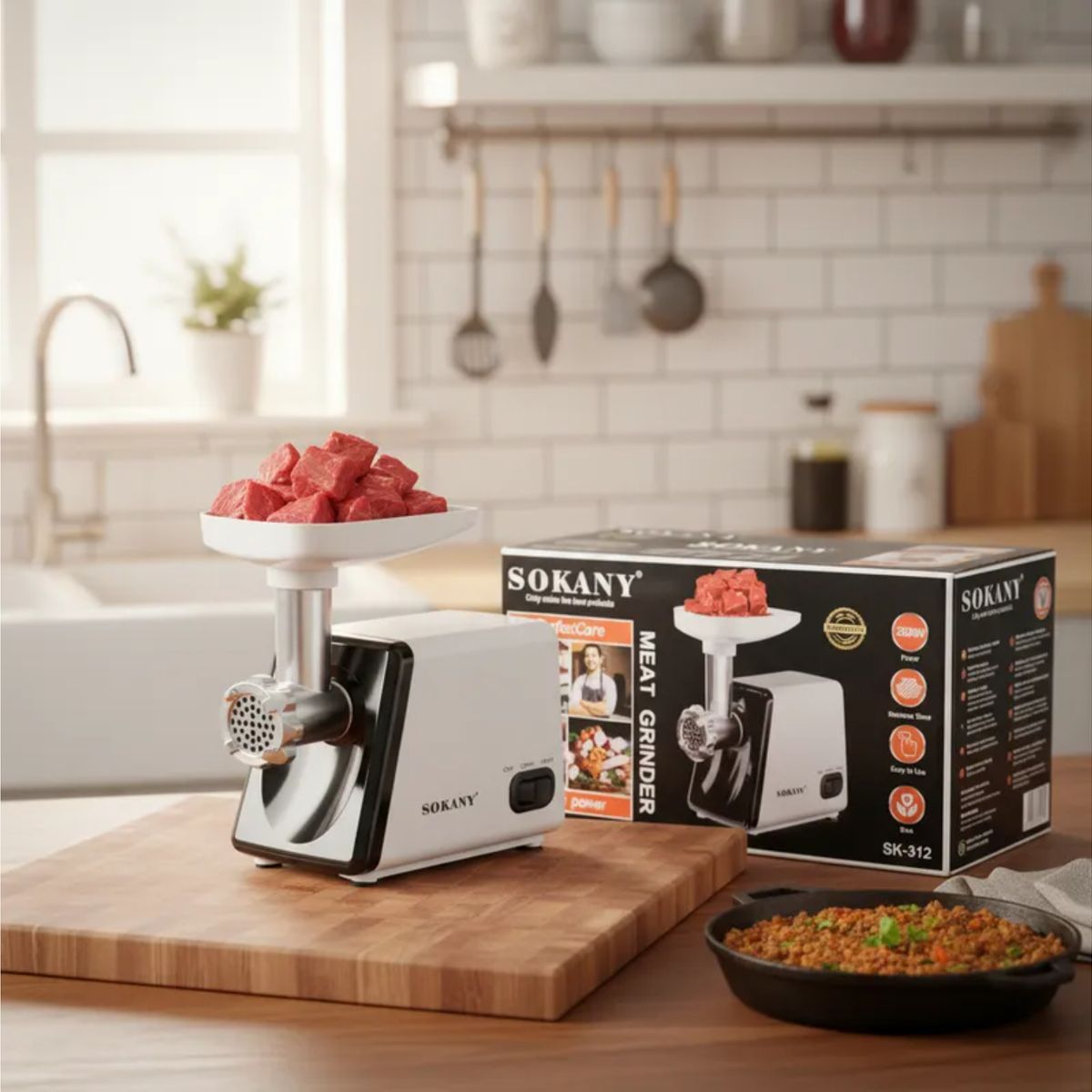 SOKANY - Molino De Carne Multifuncional De 2500 W Con Accesorios