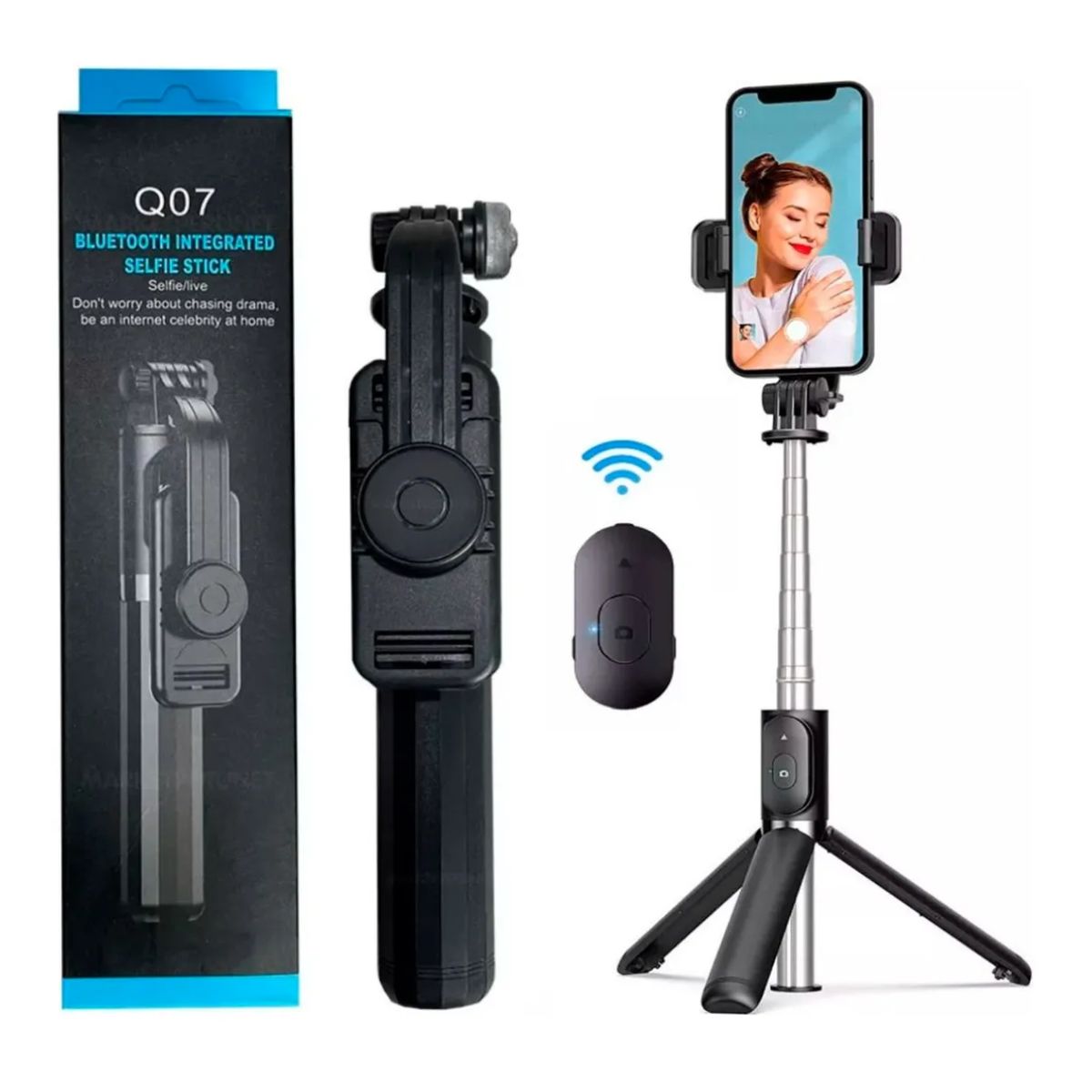 GENERICO - Trípode Palo Selfie Stick Con Bluetooth Control Remoto Q07