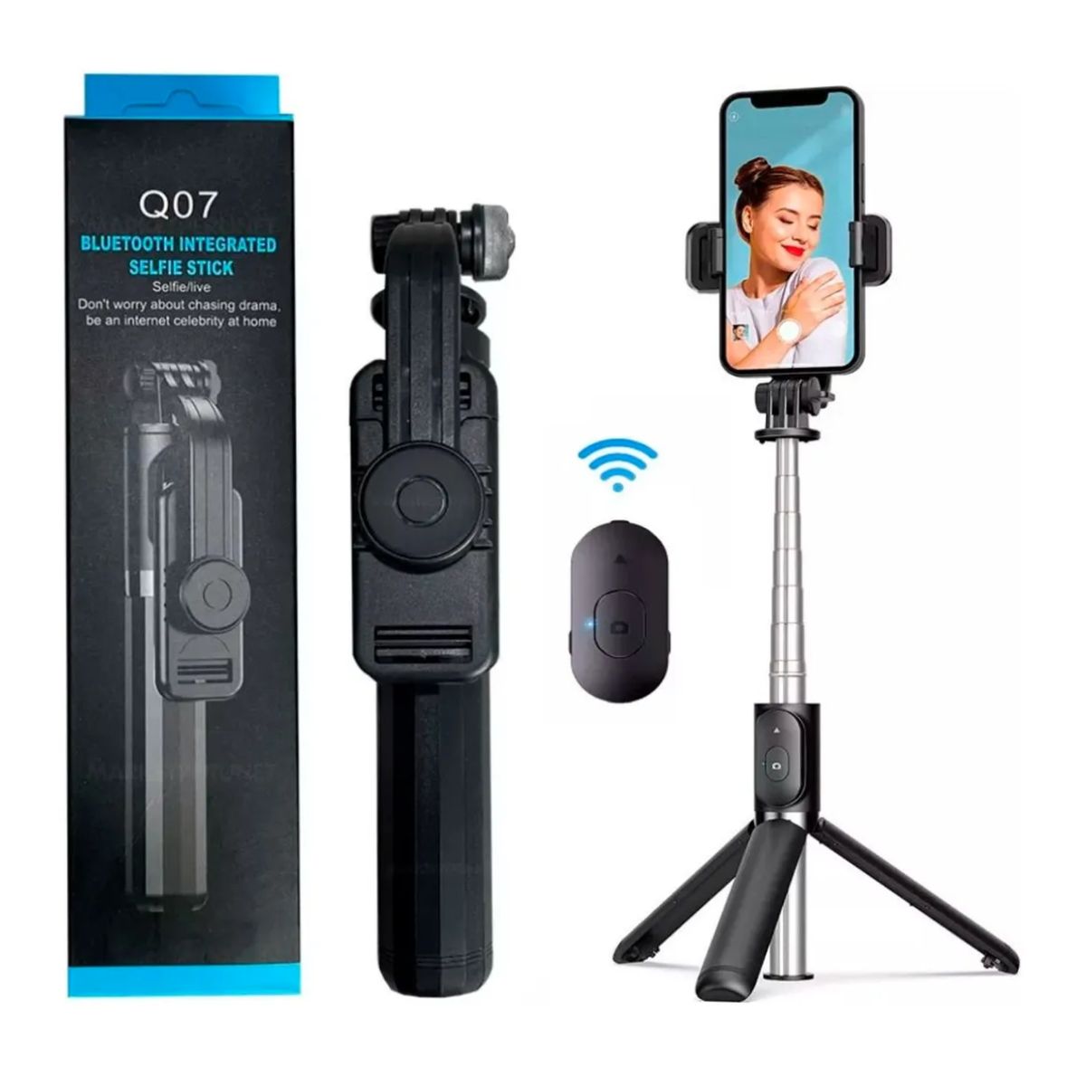 GENERICO - Trípode Palo Selfie Stick Con Bluetooth Control Remoto Q07