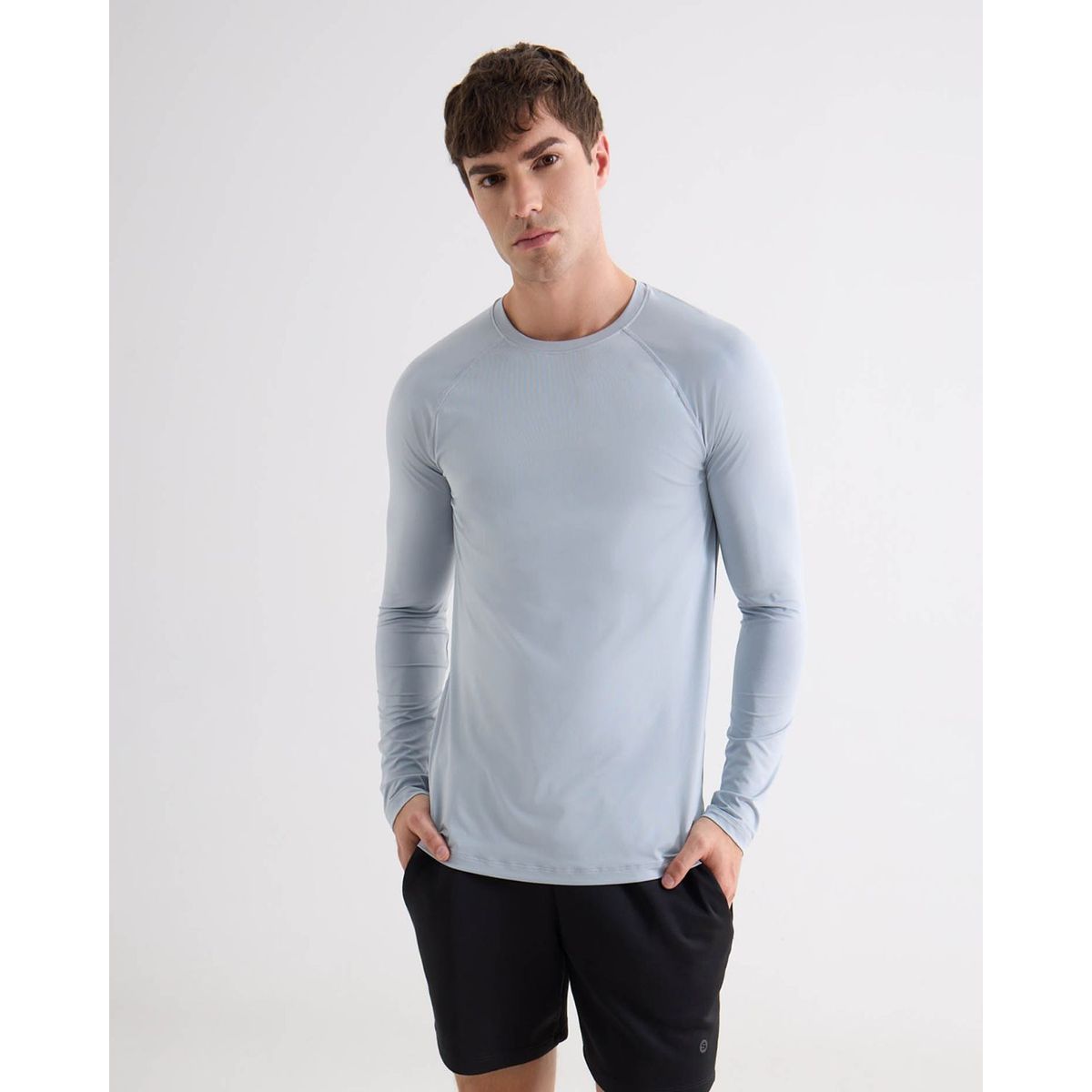 SEVEN SEVEN - Camiseta Deportiva Manga Larga  Para Hombre Gris Seven Seven