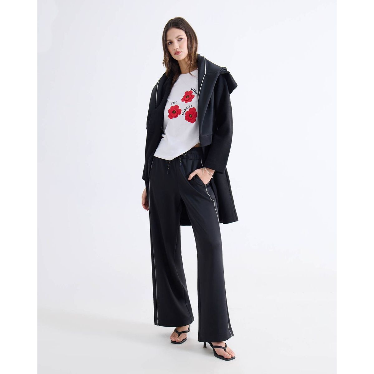 SEVEN SEVEN - Pantalón Wide Leg Deportivo  Para Mujer Negro Seven Seven