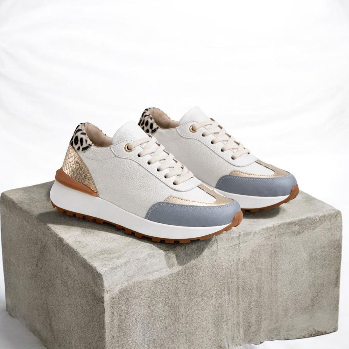 EVEGONZ - Tenis Blanco en Cuero para Mujer Calzado de Dama