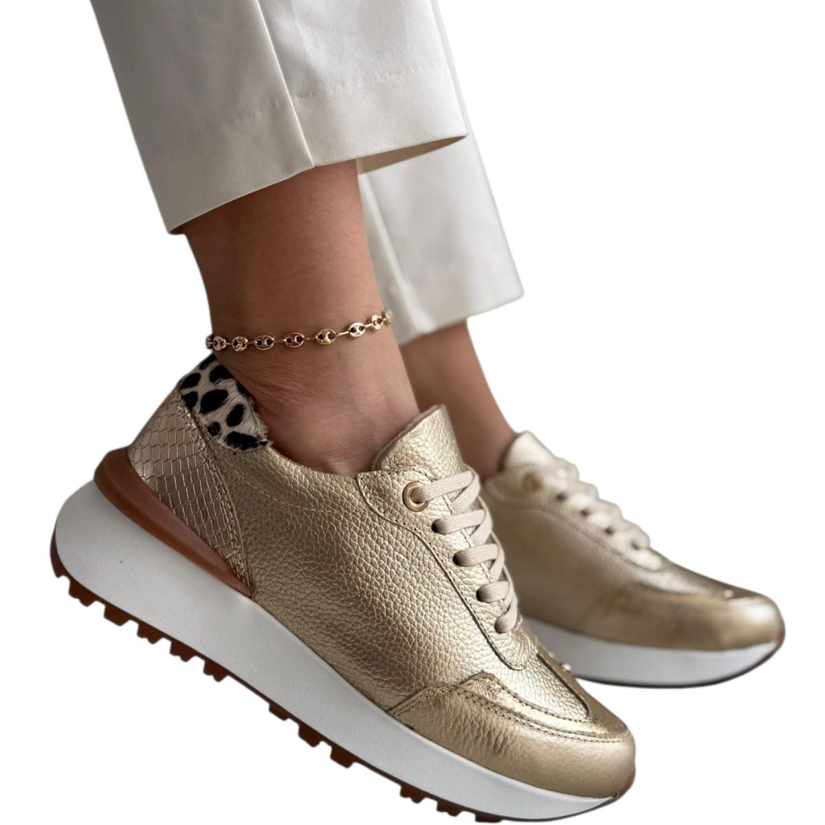 EVEGONZ - Zapatos Deportivos de Mujer en Cuero Tenis Cómodos