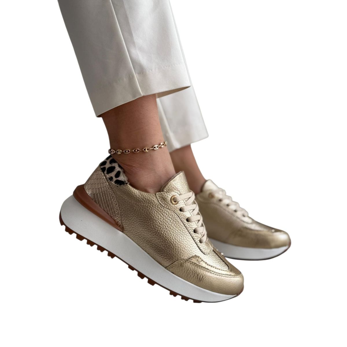 EVEGONZ - Zapatos Deportivos de Mujer en Cuero Tenis Cómodos