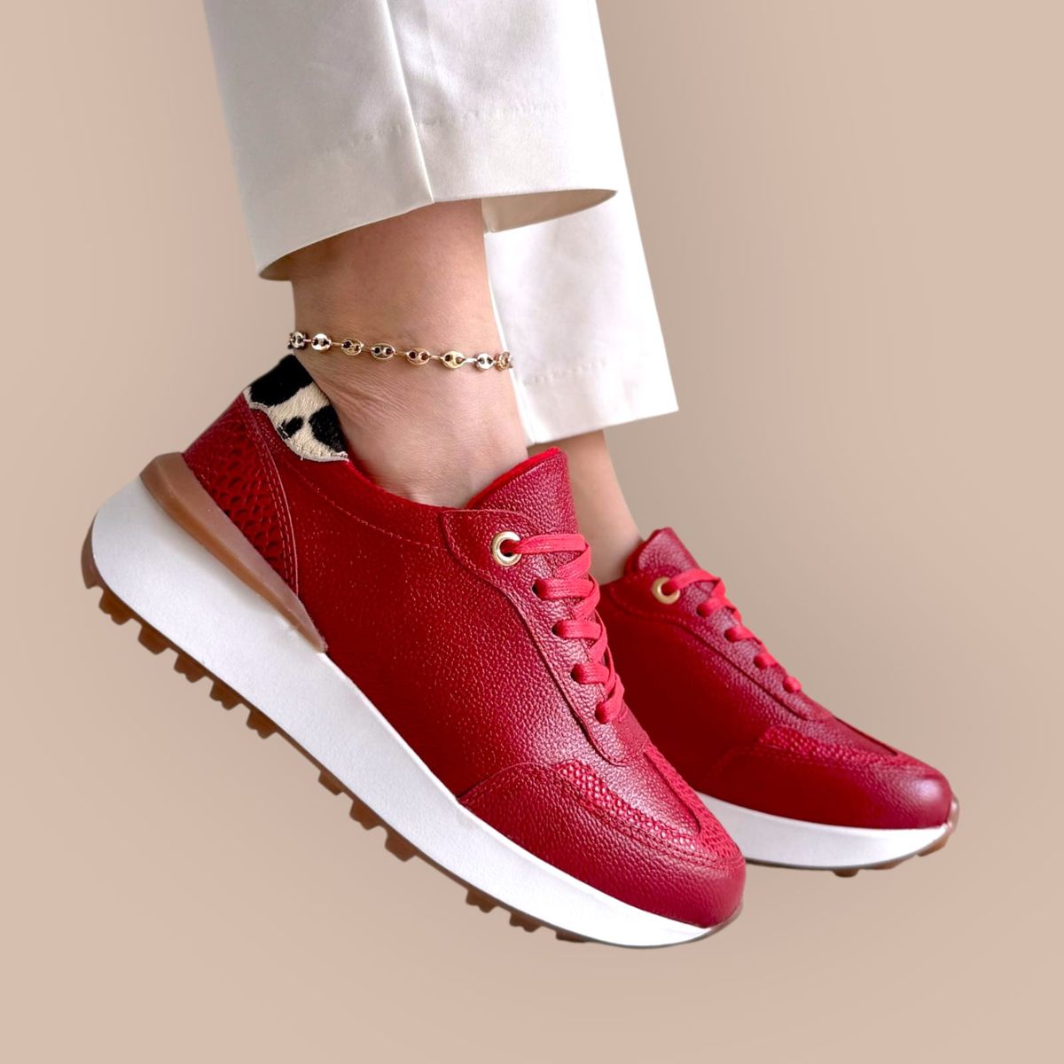 EVEGONZ - Zapatos Deportivos de Mujer en Cuero Tenis Cómodos