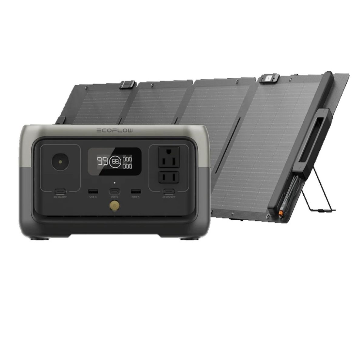 ECOFLOW - Kit Solar Portátil EcoFlow RIVER 2 300 W+Panel Bifacial 110W
