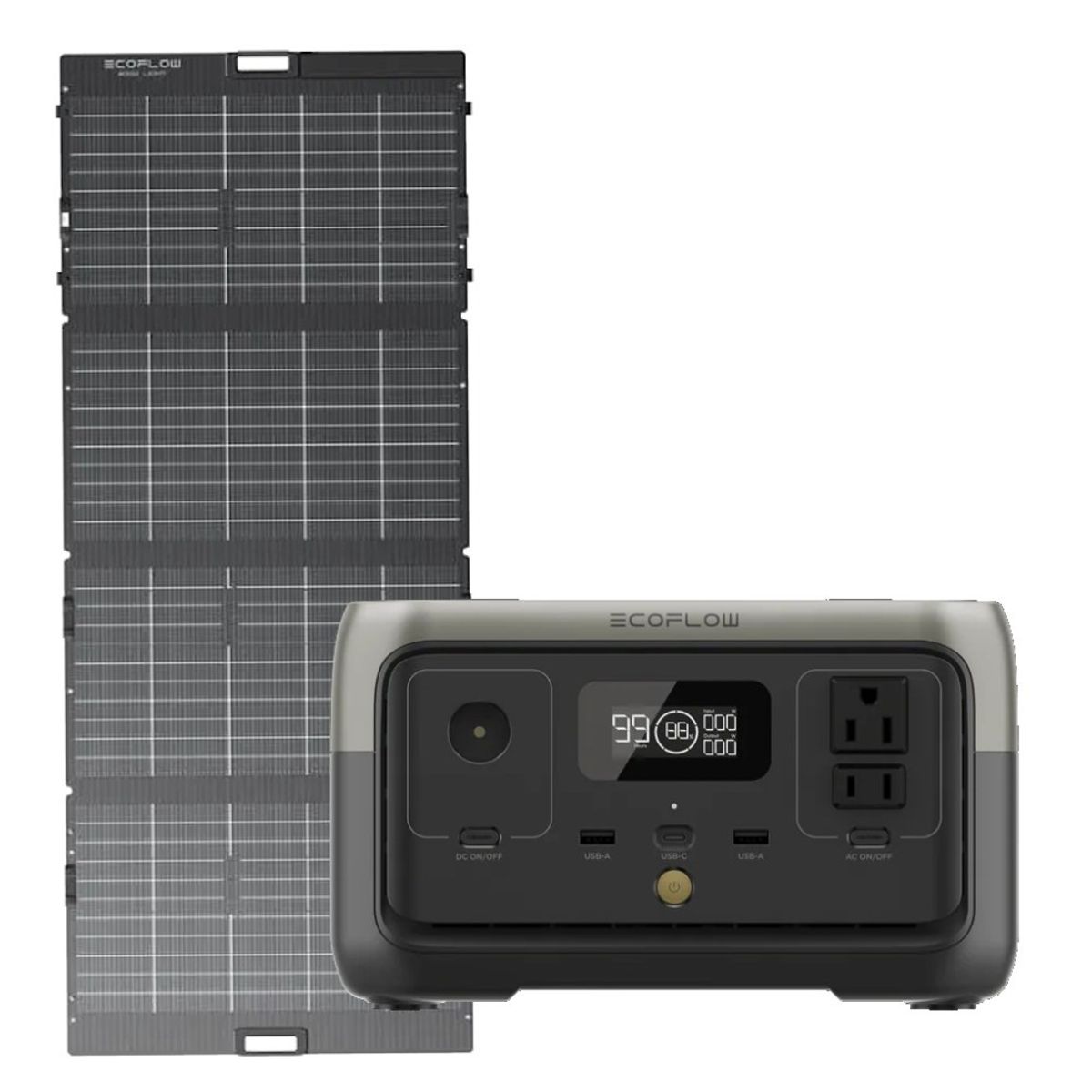 ECOFLOW - Kit Solar Portátil EcoFlow RIVER 2 300 W+Panel Bifacial 110W