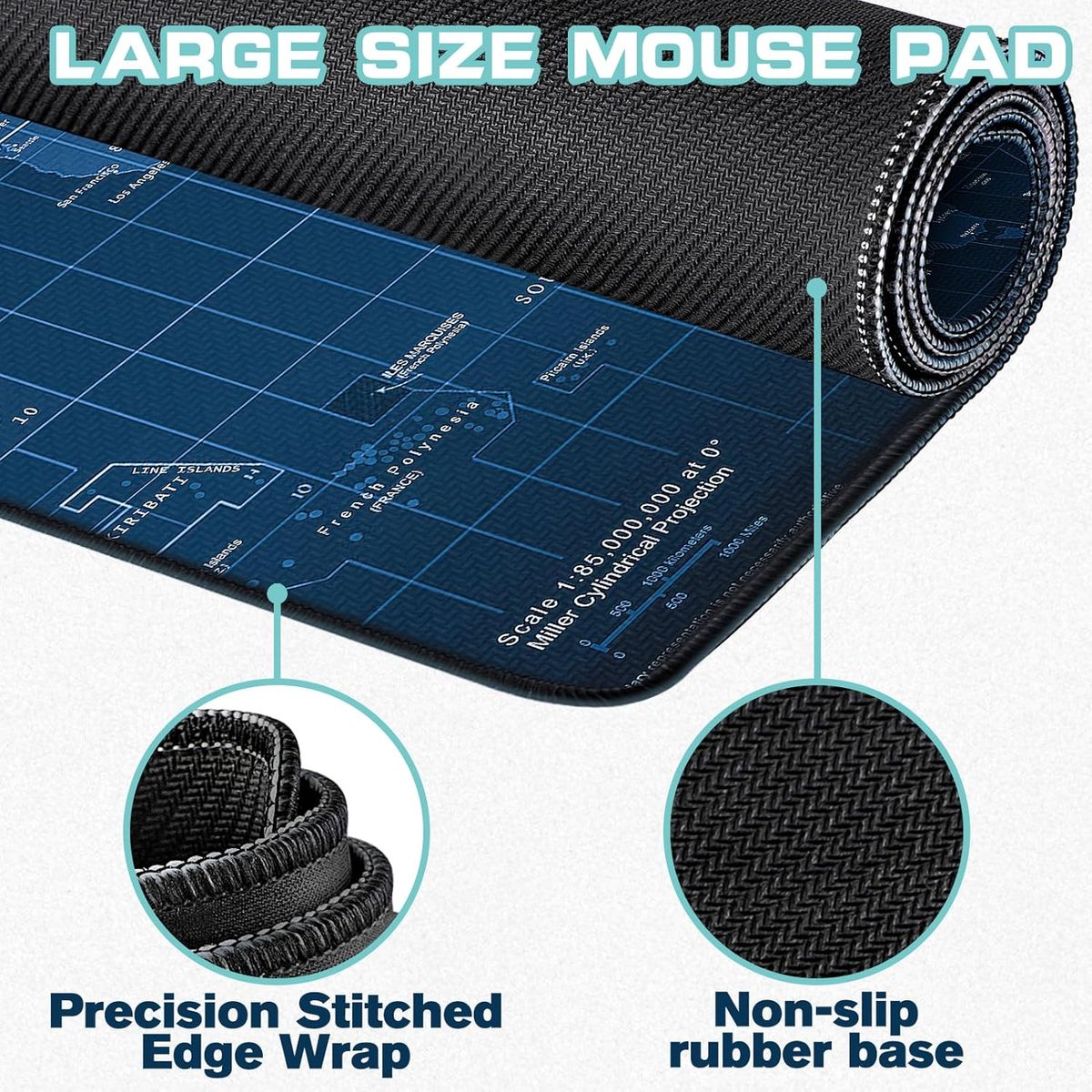 GENERICO - Mousepad Alfombrilla XXL 80x30 Antideslizante Para Teclado Y Mouse