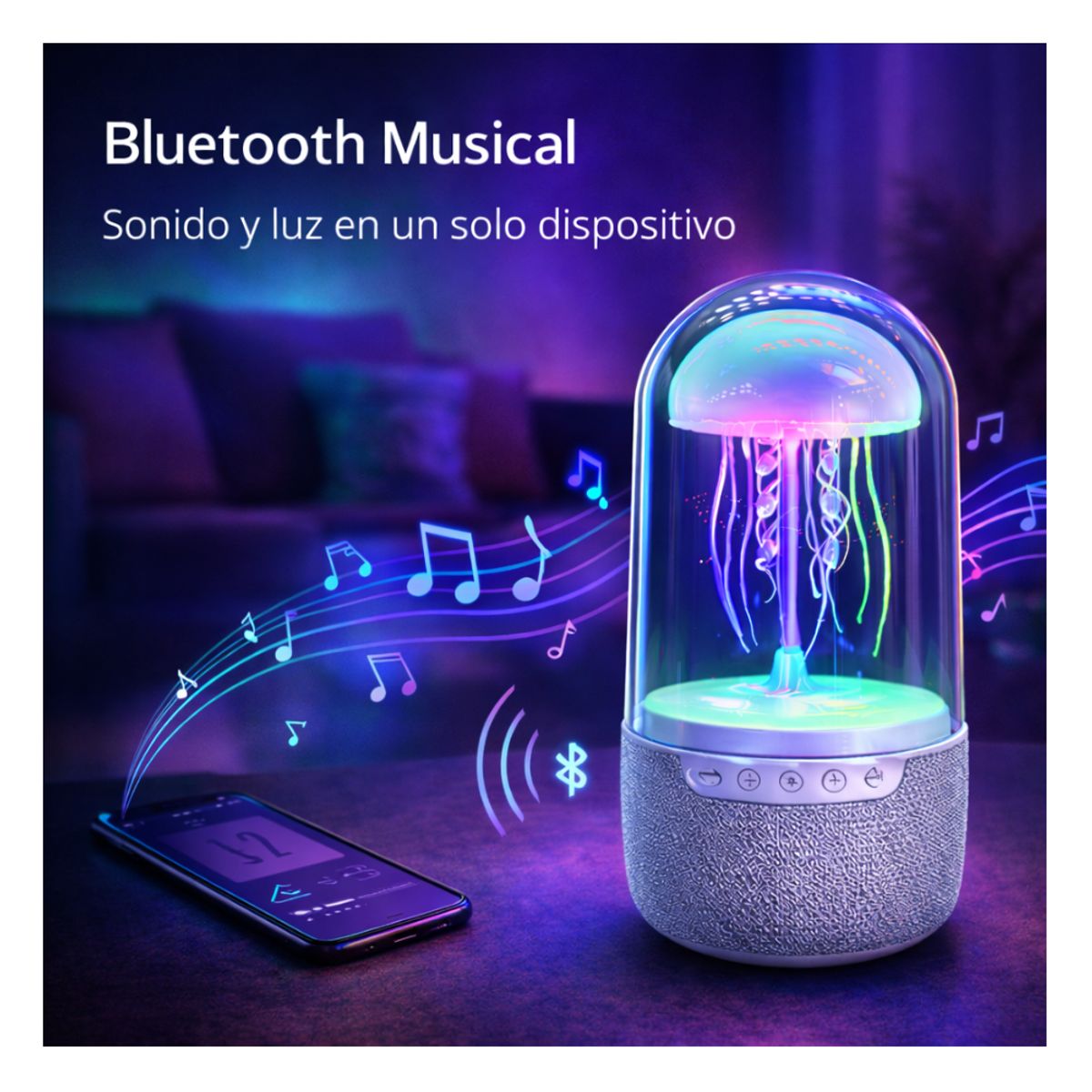 GENERICO - Lámpara Led Medusa Parlante Bluetooth Luz Rgb Ambiental