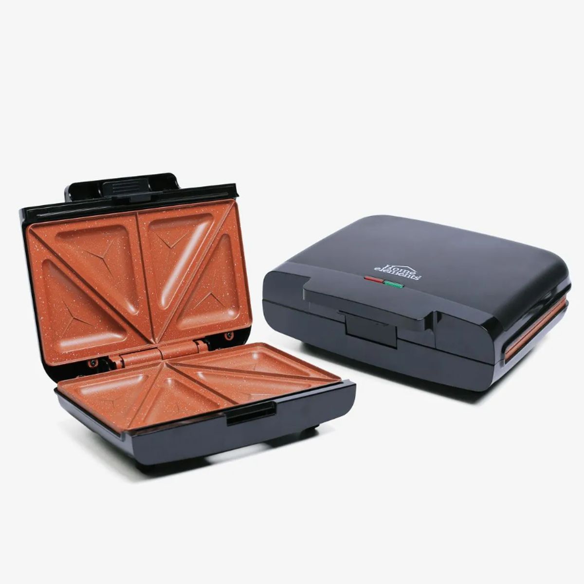 HOME ELEMENTS - Sanduchera Negro Platos 2 Puestos Cobre 